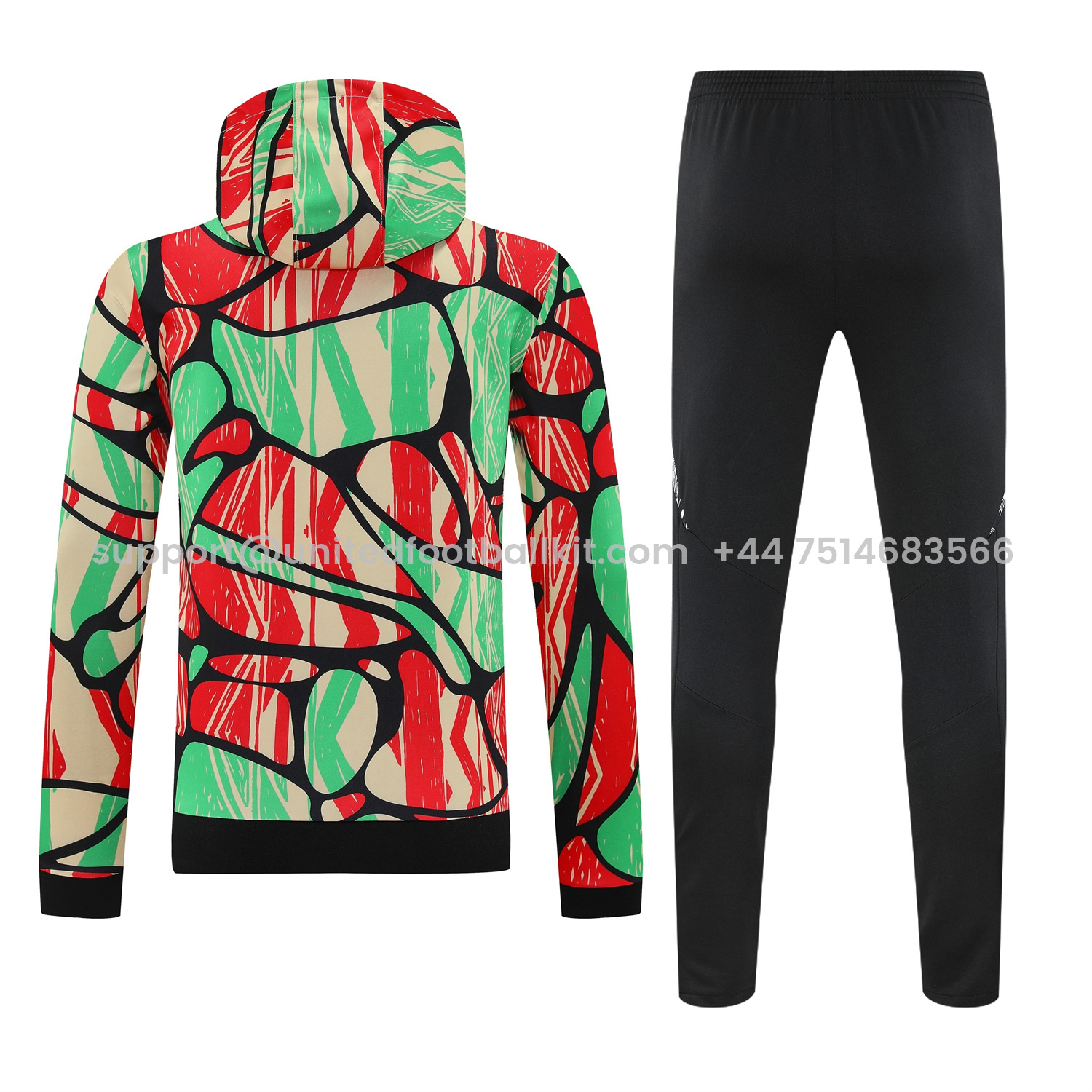 Unitedfootballkit.com | Arsenal 25-26 Training Hoodie Set - Red Green Hoodie and Black Pants -Customize Name, Number and Patch | Worldwide Shipping