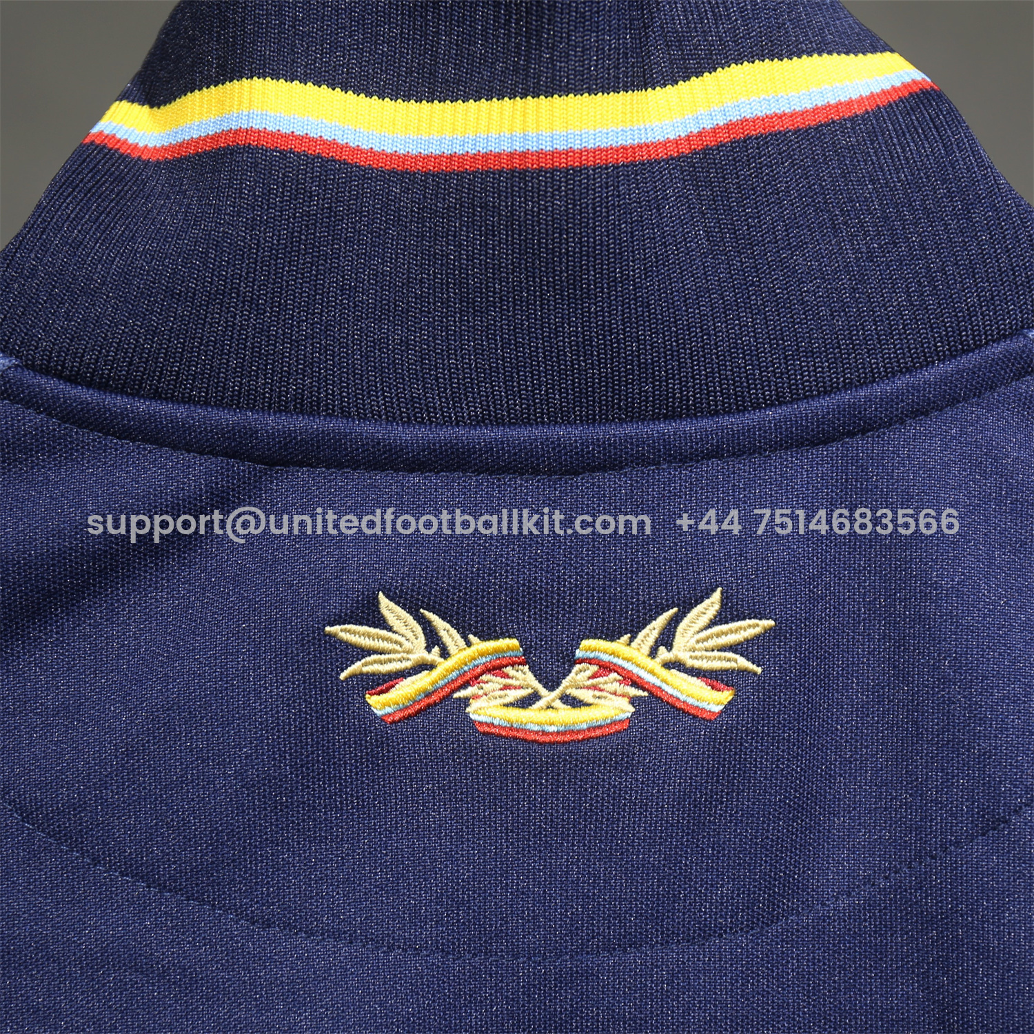 Unitedfootballkit.com | Colombia 2024 100th Anniversary Jacket Training Tracksuit - Deep Blue -Customize Name, Number and Patch | Worldwide Shipping