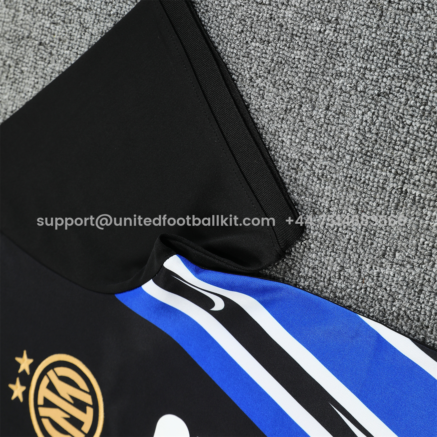 Unitedfootballkit.com | Inter Milan 25-26 Short-Sleeve Training Set - Black Top & Black Shorts -Customize Name, Number and Patch | Worldwide Shipping