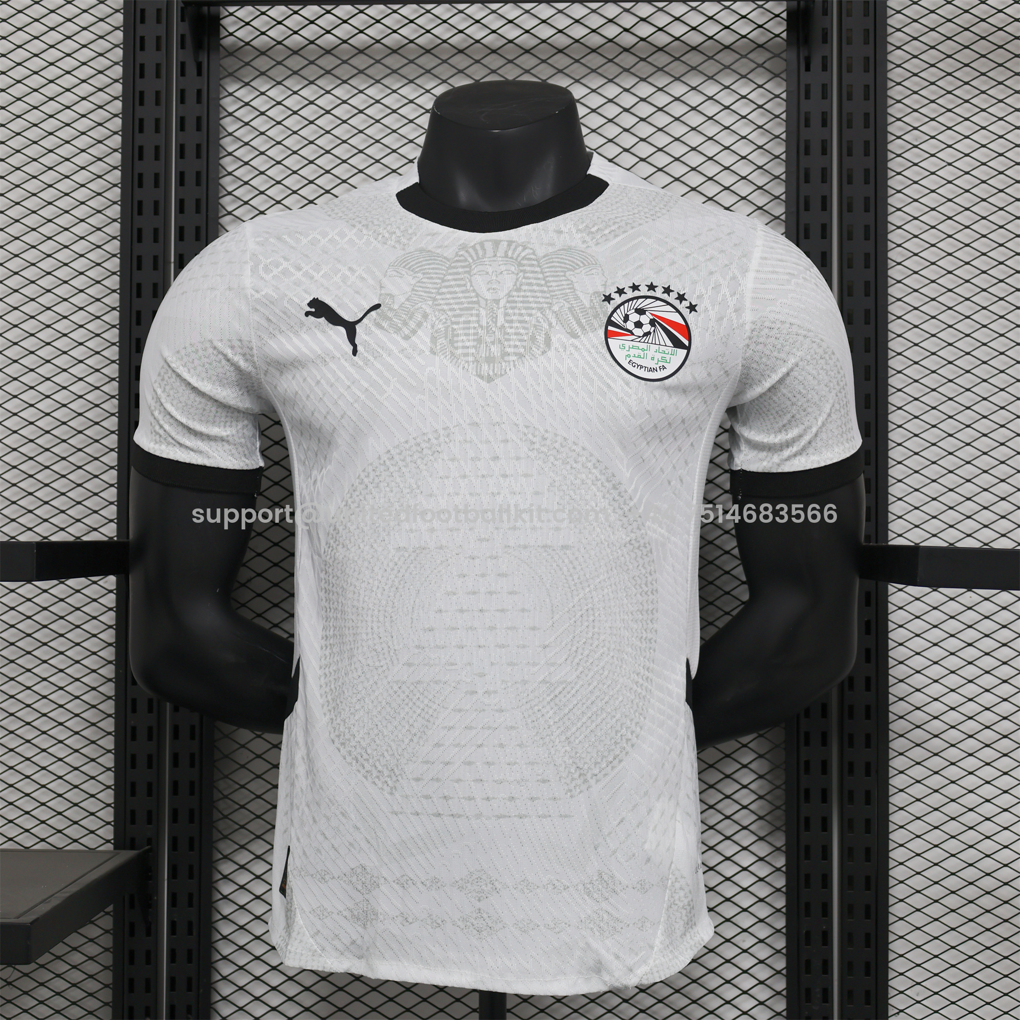 Unitedfootballkit.com | Egypt 24-25 Away White Jersey - Player Version -Customize Name, Number and Patch | Worldwide Shipping