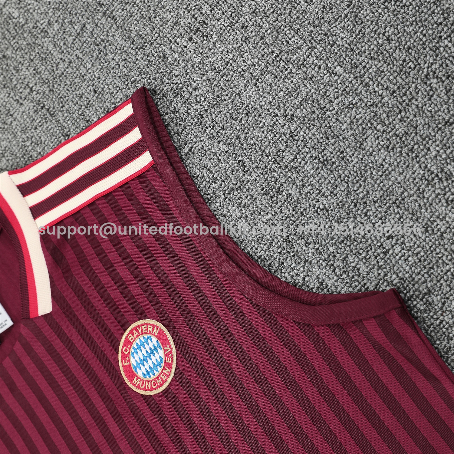Unitedfootballkit.com | Bayern Munich 25-26 Vest Training Set - Wine Red Lines Vest & Wine Red Lines Shorts -Customize Name, Number and Patch | Worldwide Shipping