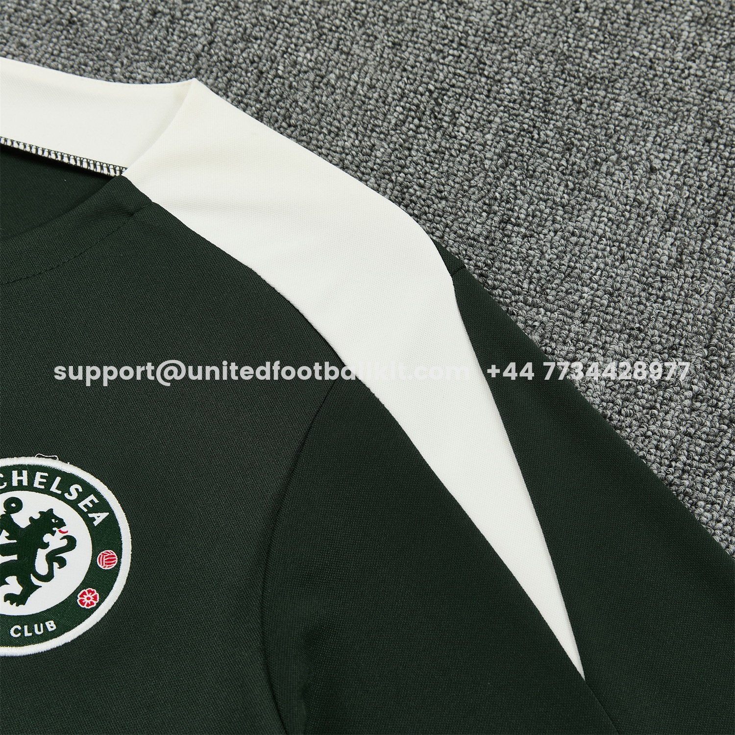 Unitedfootballkit.com | C.H.E.L.S.E.A 25-26 Short-Sleeve Training Set - Dark Green With White Accents Top & Pants -Customize Name, Number and Patch | Worldwide Shipping