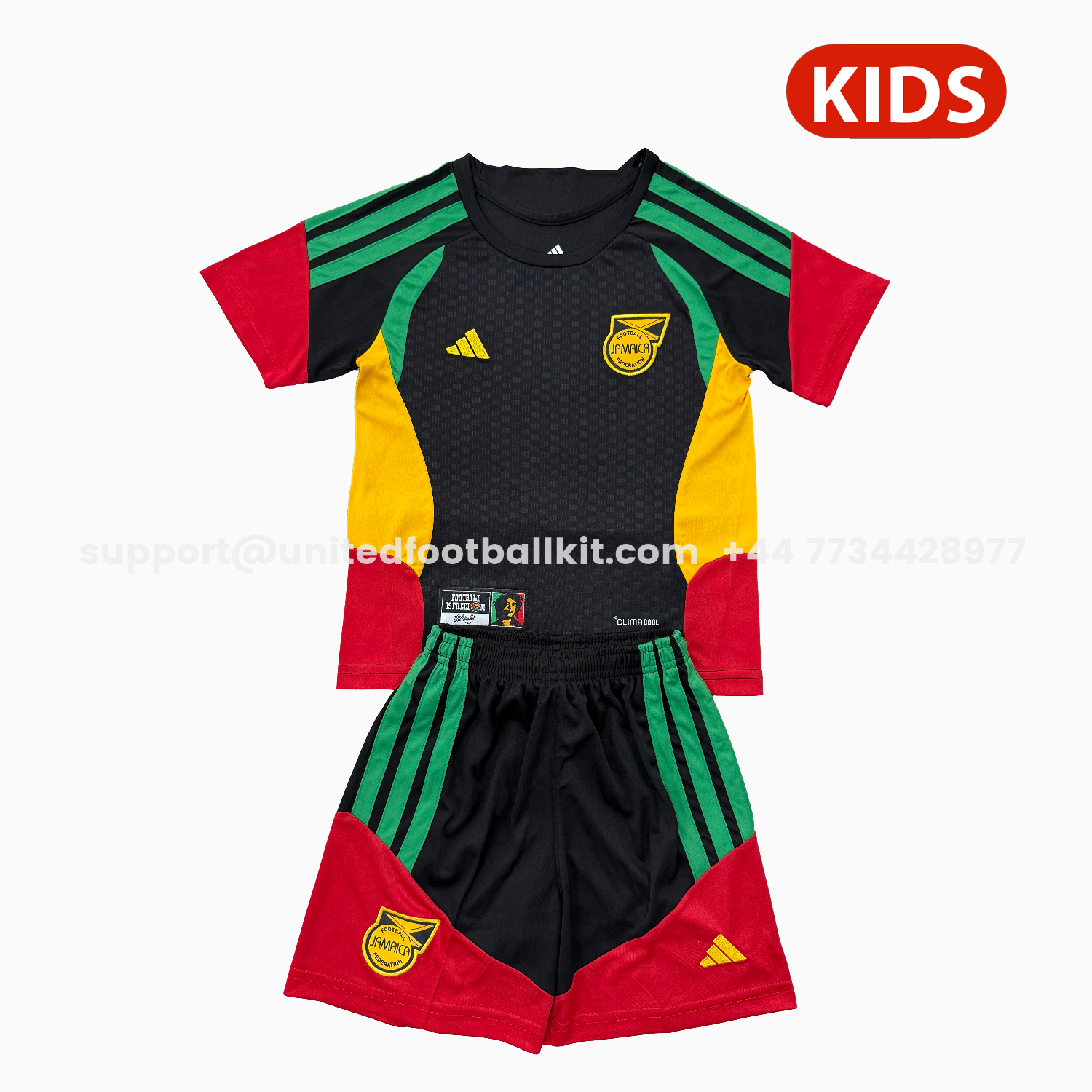Unitedfootballkit.com | Jamaica 2026 Black Training Kids Kit -Customize Name, Number and Patch | Worldwide Shipping