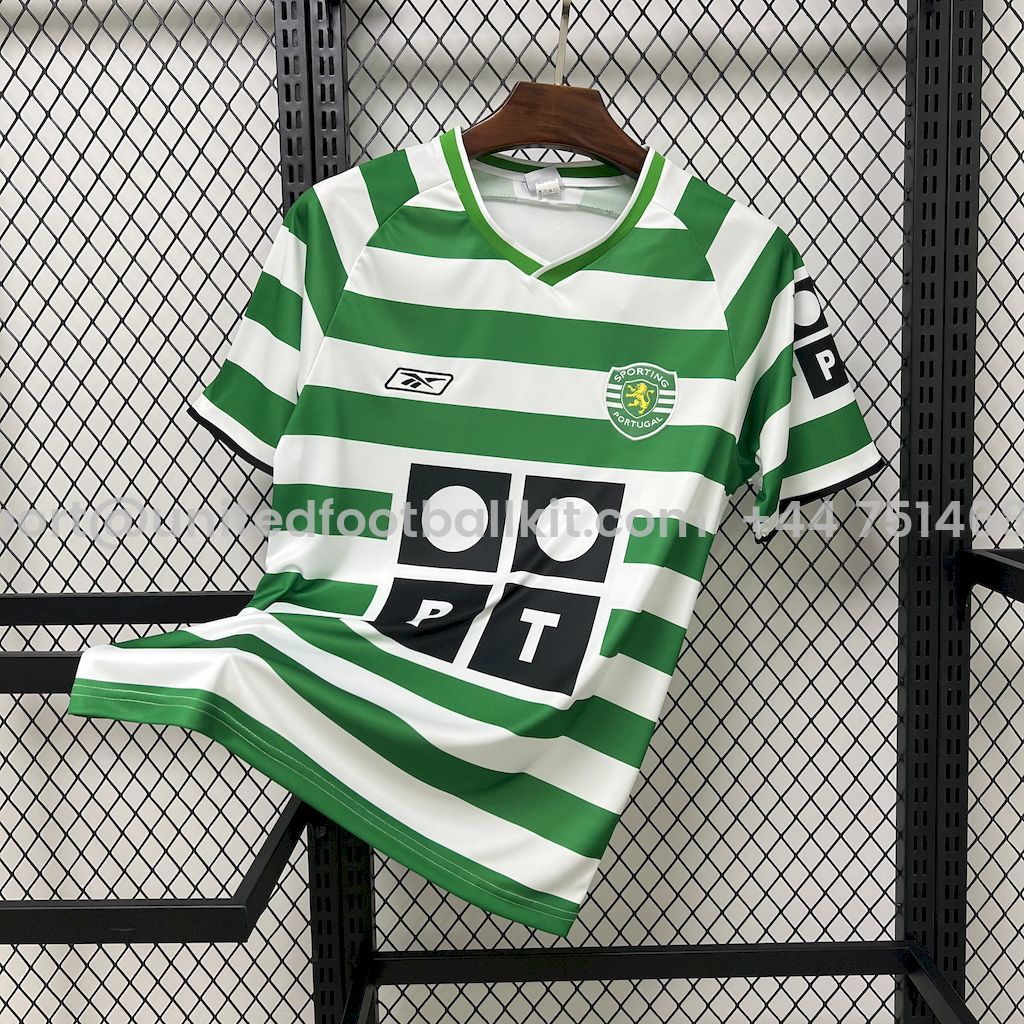 Unitedfootballkit.com | Retro Sporting CP 03-04 Home Stadium Jersey -Customize Name, Number and Patch | Worldwide Shipping
