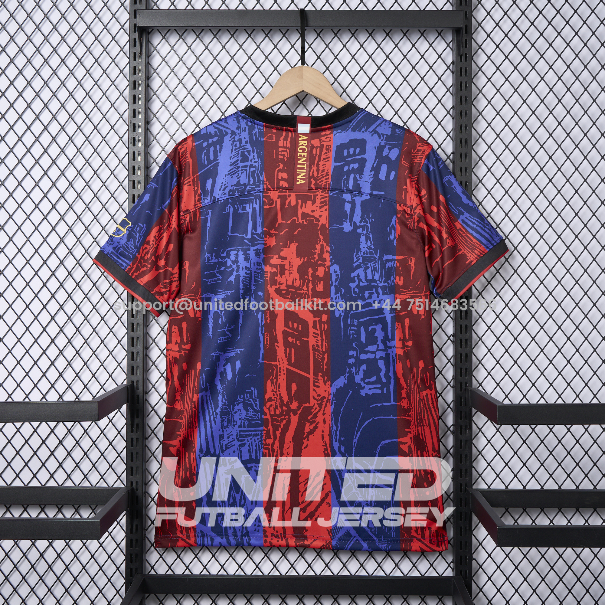 Unitedfootballkit.com | Barcelona 2024-25 COMMA Messi Jersey - Fans Version -Customize Name, Number and Patch | Worldwide Shipping