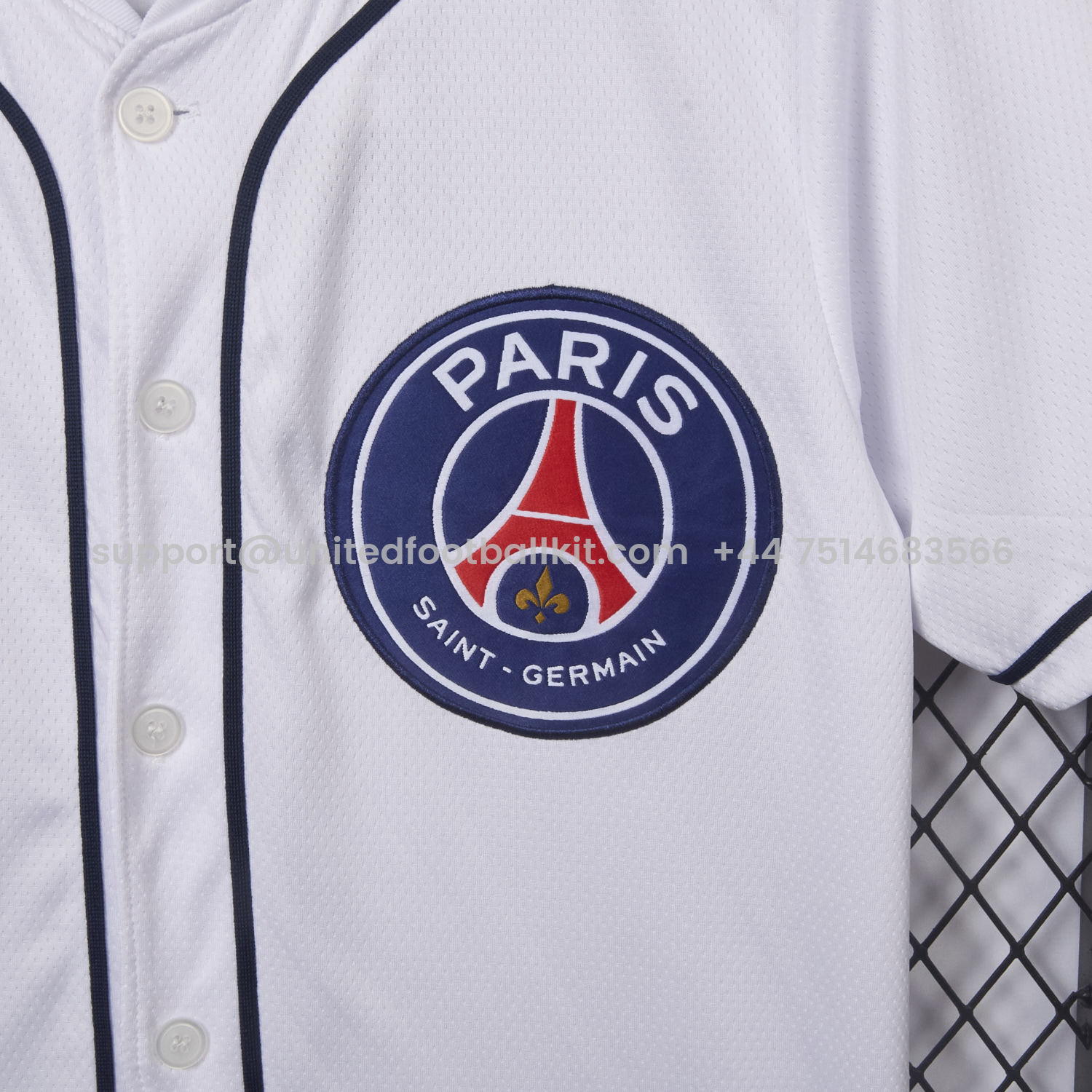 Unitedfootballkit.com | Paris Saint-Germain PSG 25-26 White Limited Baseball Jersey -Customize Name, Number and Patch | Worldwide Shipping