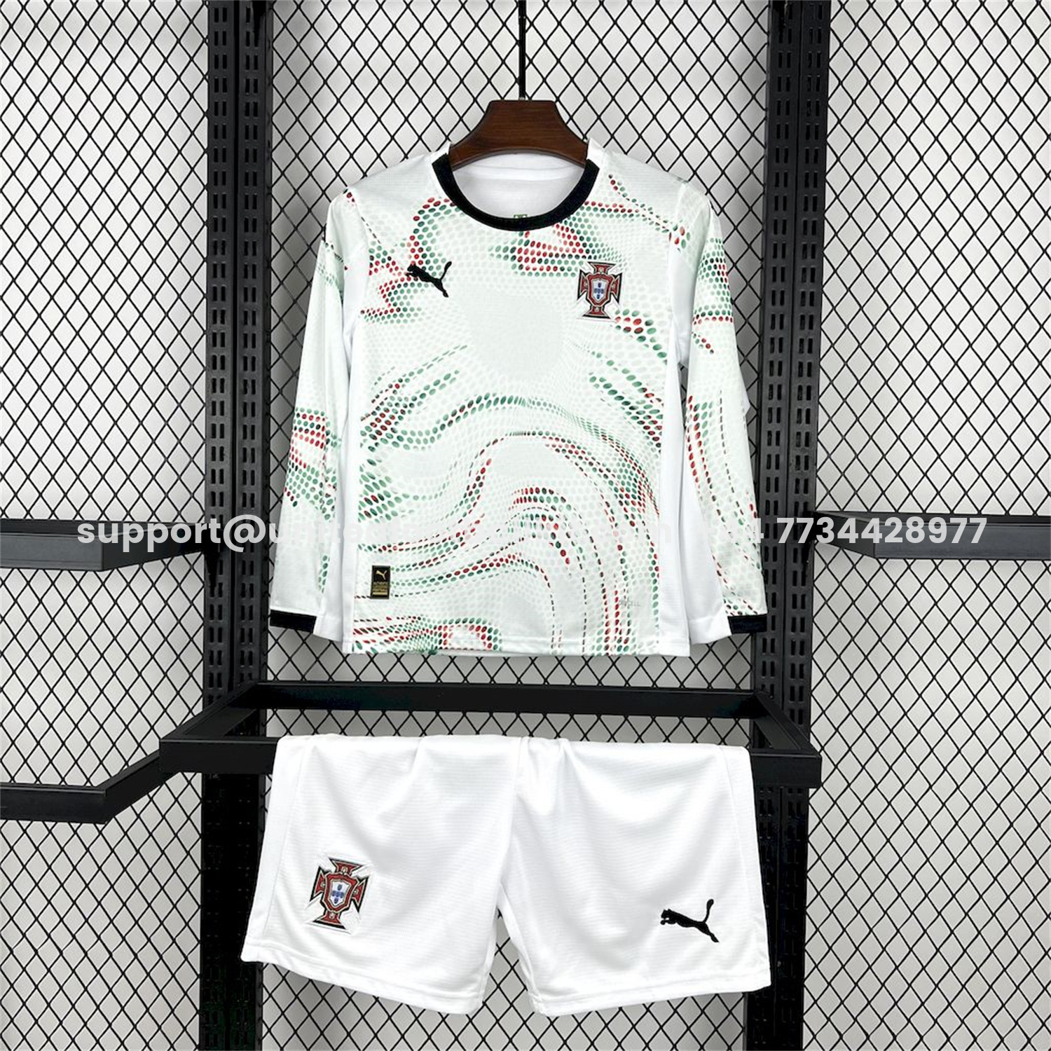 Unitedfootballkit.com | Portugal 2025-26 Away Long Sleeves Kids Kit -Customize Name, Number and Patch | Worldwide Shipping