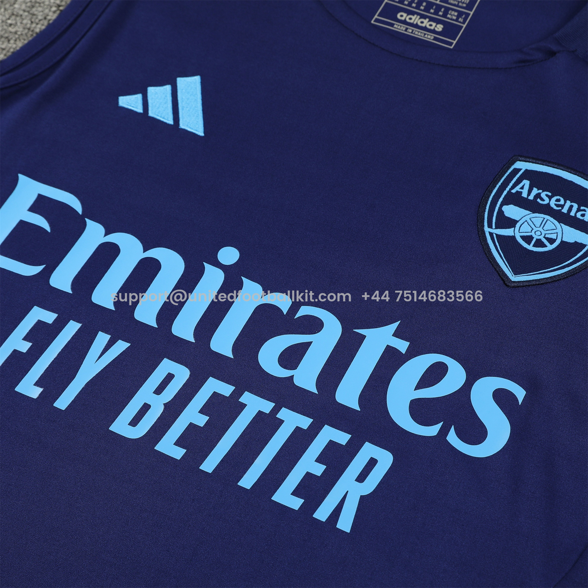 Unitedfootballkit.com | Arsenal 24-25 Vest Training Set - Blue -Customize Name, Number and Patch | Worldwide Shipping