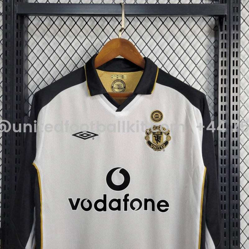 Unitedfootballkit.com | Retro Manchester United 01-02 100th Anniversary Long Sleeve Special Edition Jersey -Customize Name, Number and Patch | Worldwide Shipping