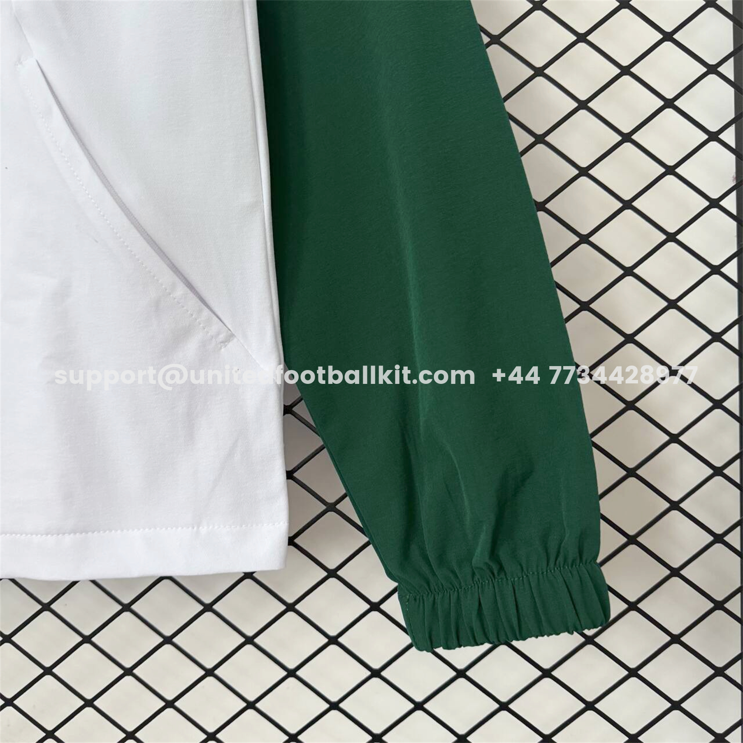 Unitedfootballkit.com | Algeria 25-26 Windbreaker Training Set - White With Black Top and Pants -Customize Name, Number and Patch | Worldwide Shipping