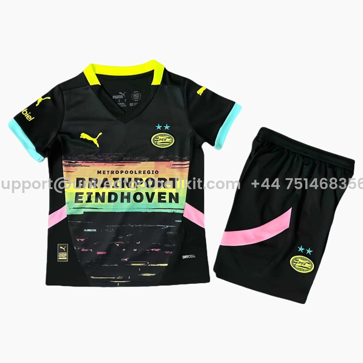 Unitedfootballkit.com | PSV Eindhoven 24-25 Away Kids Kit -Customize Name, Number and Patch | Worldwide Shipping