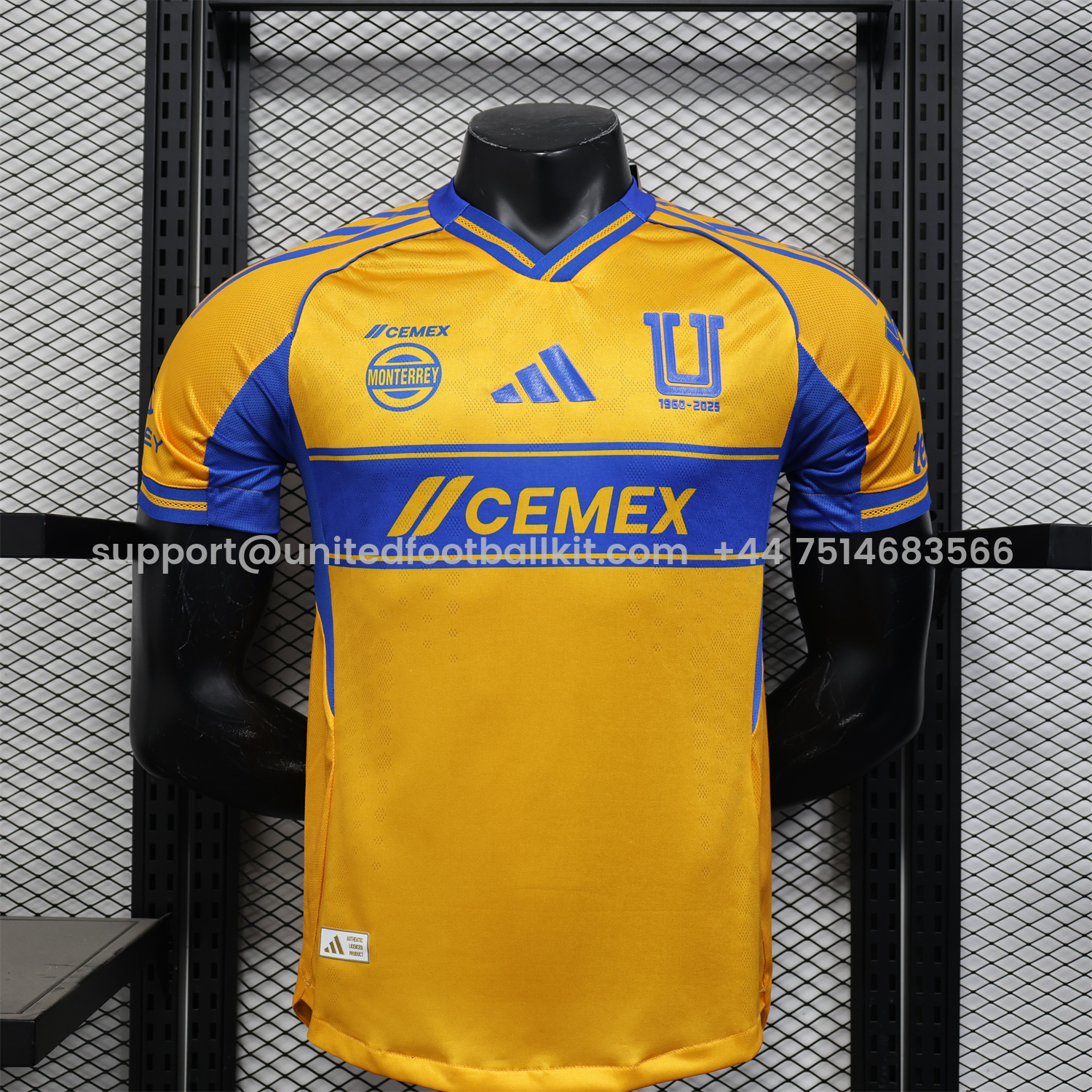 Unitedfootballkit.com | Tigres UANL 25-26 Home Jersey - Player Version -Customize Name, Number and Patch | Worldwide Shipping