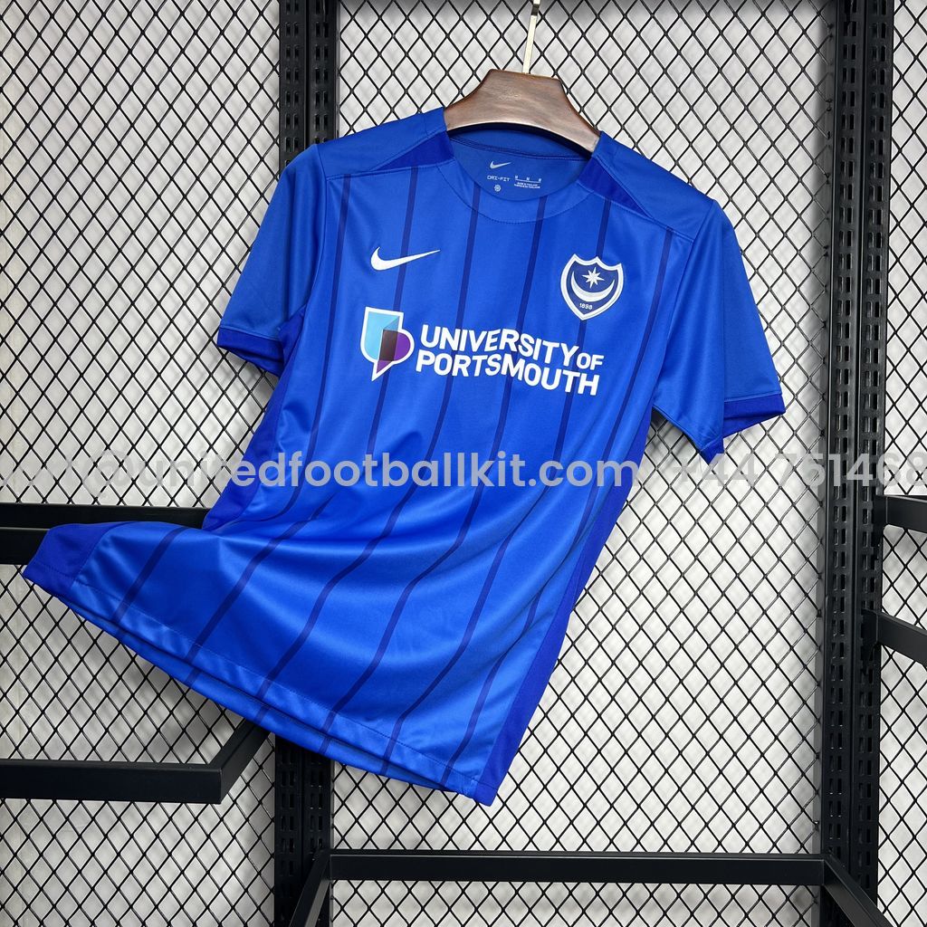 Unitedfootballkit.com | Portsmouth 24-25 Home Stadium Jersey - Fans Version -Customize Name, Number and Patch | Worldwide Shipping