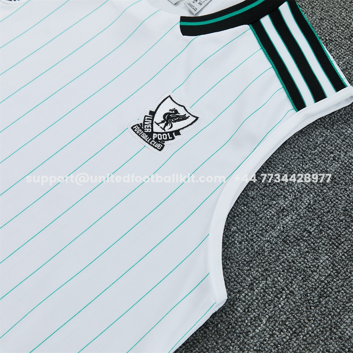 Unitedfootballkit.com | Liver.pool 25-26 Retro Style Vest Training Set - White With Green Stripes Top & Pants -Customize Name, Number and Patch | Worldwide Shipping