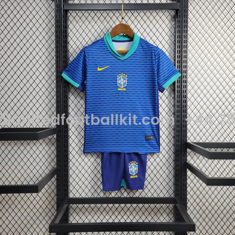 Unitedfootballkit.com | Brazil 2024 Away Stadium Kids Kit -Customize Name, Number and Patch | Worldwide Shipping