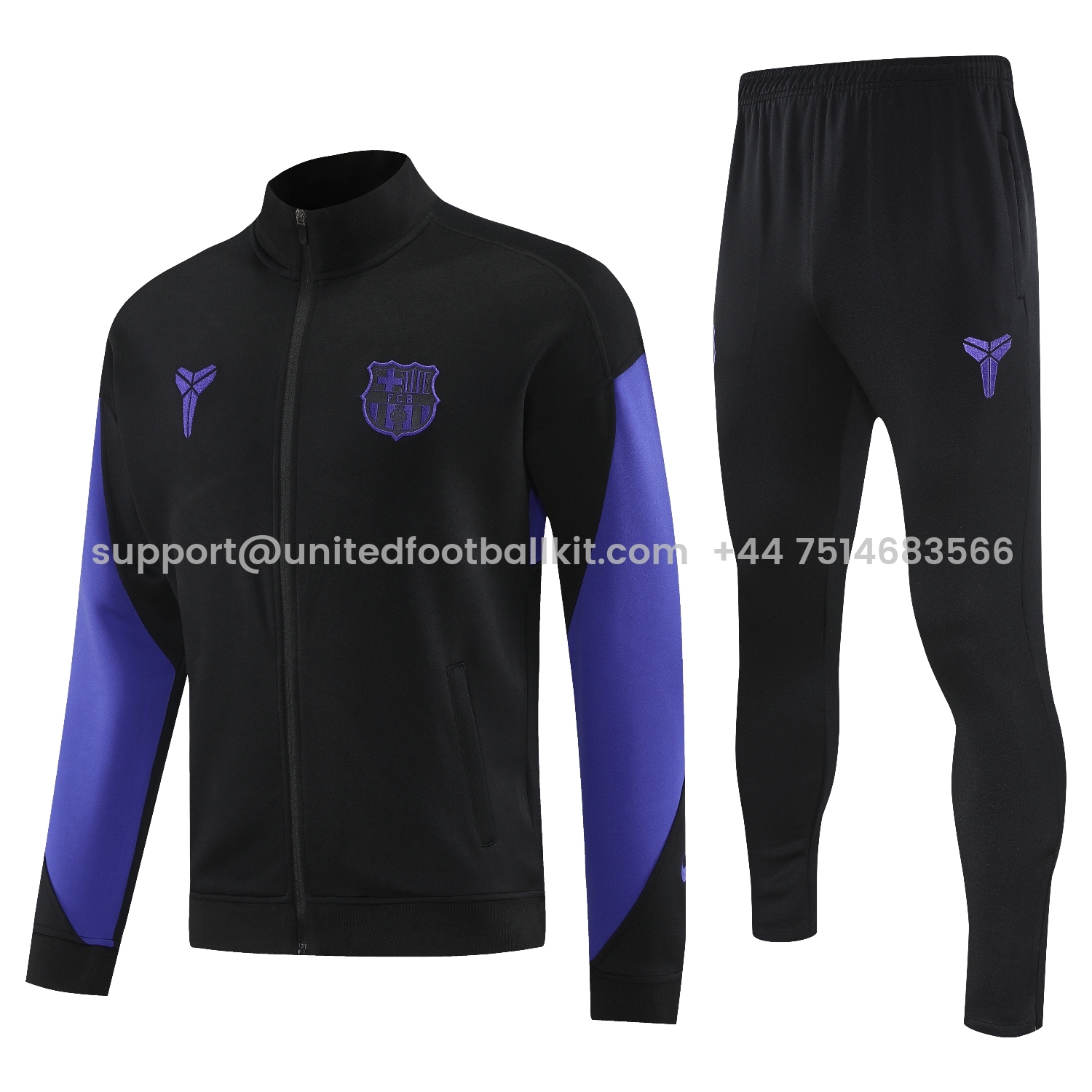 Unitedfootballkit.com | Barcelona 25-26 Jacket Training Tracksuit - Black Purple Jackets & Black Pants -Customize Name, Number and Patch | Worldwide Shipping