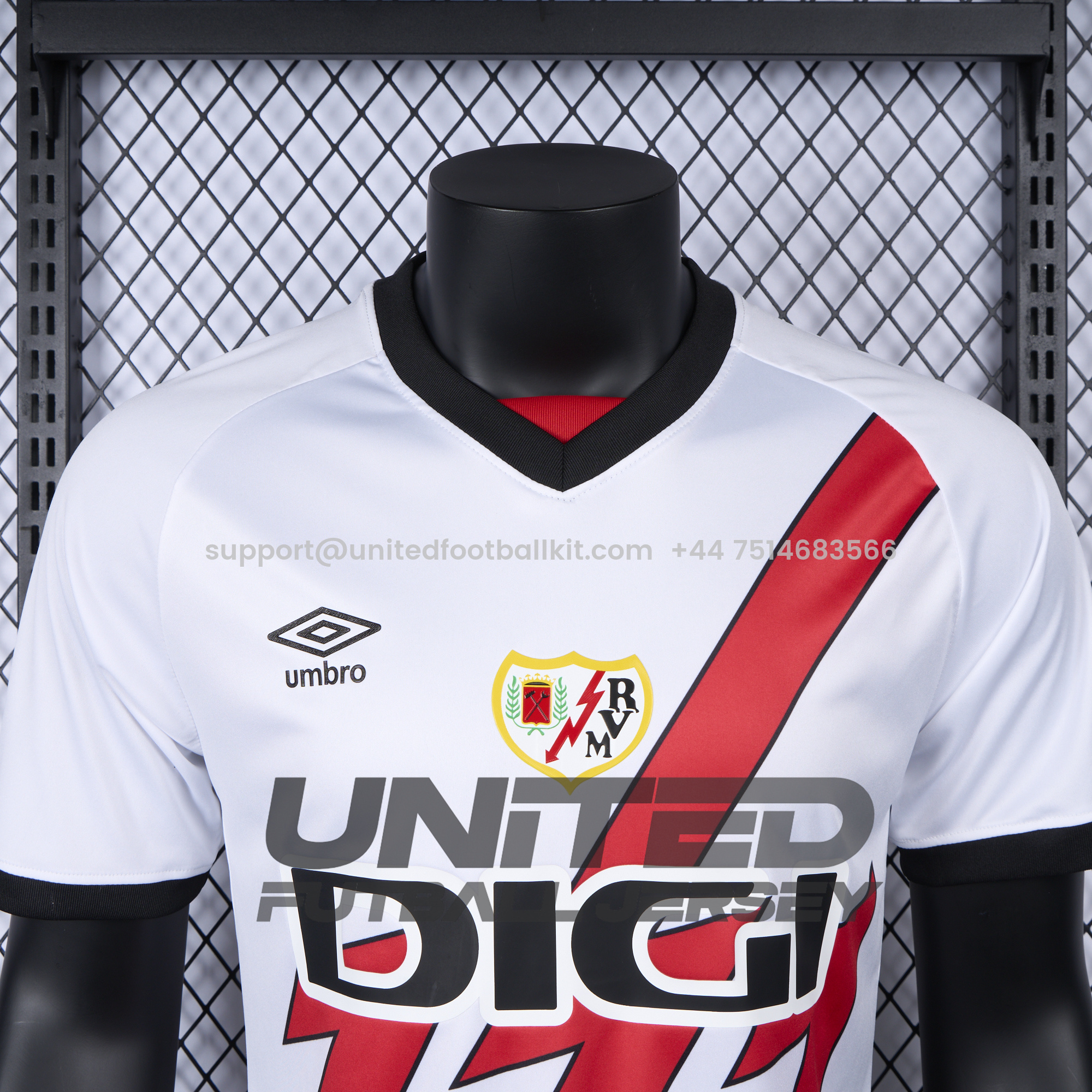Unitedfootballkit.com | Rayo Vallecano 24-25 Home Jersey - Player Version -Customize Name, Number and Patch | Worldwide Shipping