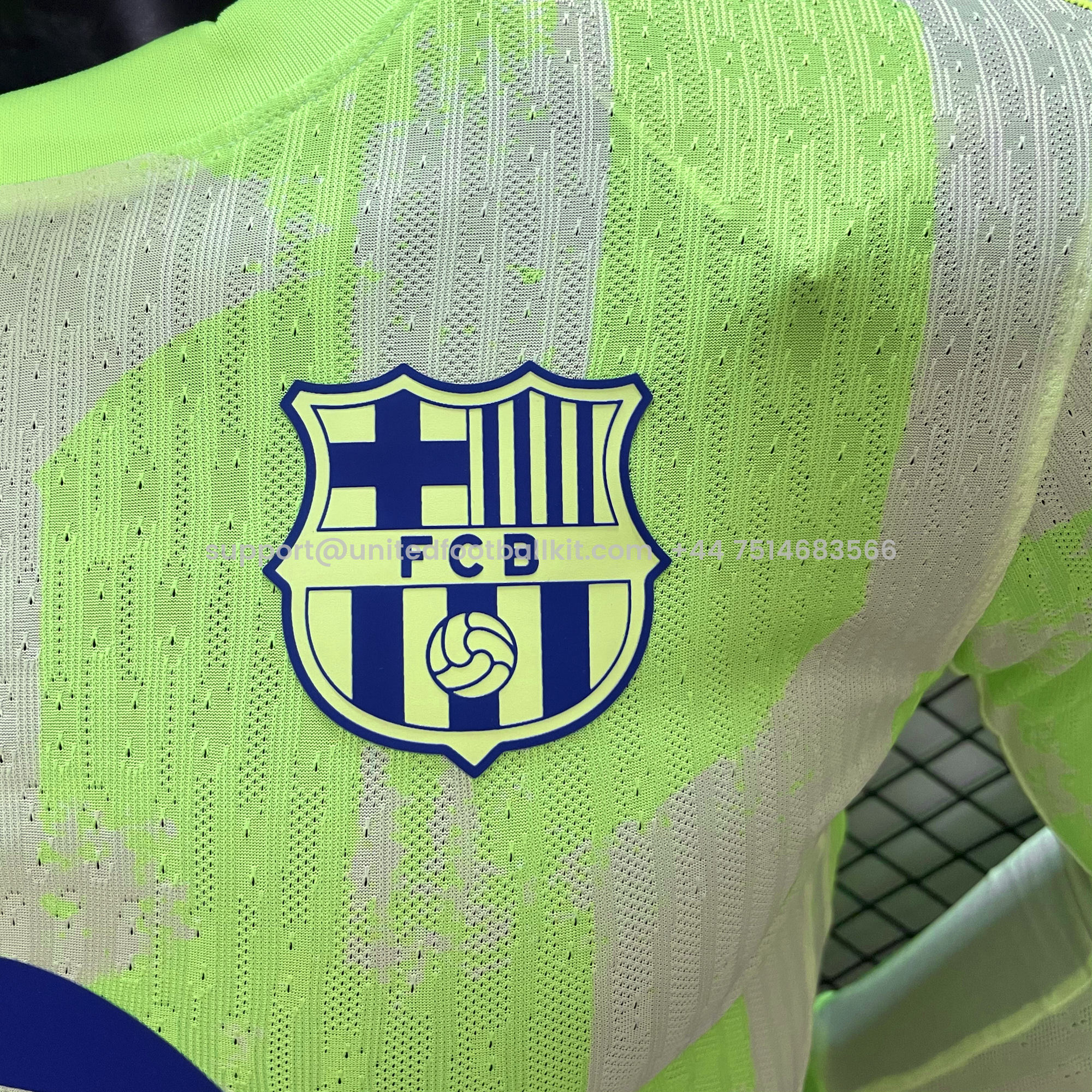 Unitedfootballkit.com | Barcelona 24-25 Third Long Sleeve Jersey with Big Logo - Player Version -Customize Name, Number and Patch | Worldwide Shipping