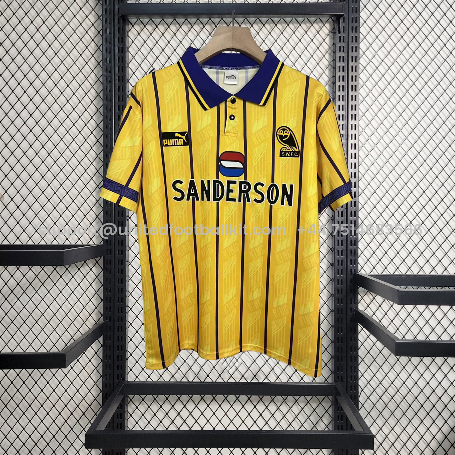 Unitedfootballkit.com | Retro Sheffield Wednesday 1994-95 Away Jersey -Customize Name, Number and Patch | Worldwide Shipping