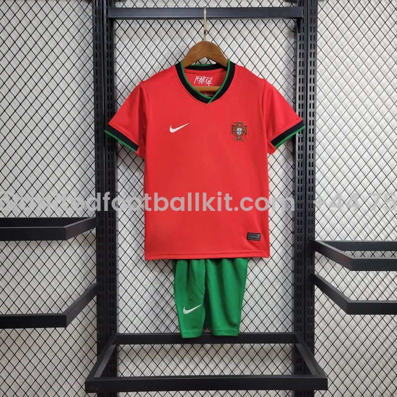 Unitedfootballkit.com | Portugal 2024 Home Stadium Kids Kit -Customize Name, Number and Patch | Worldwide Shipping