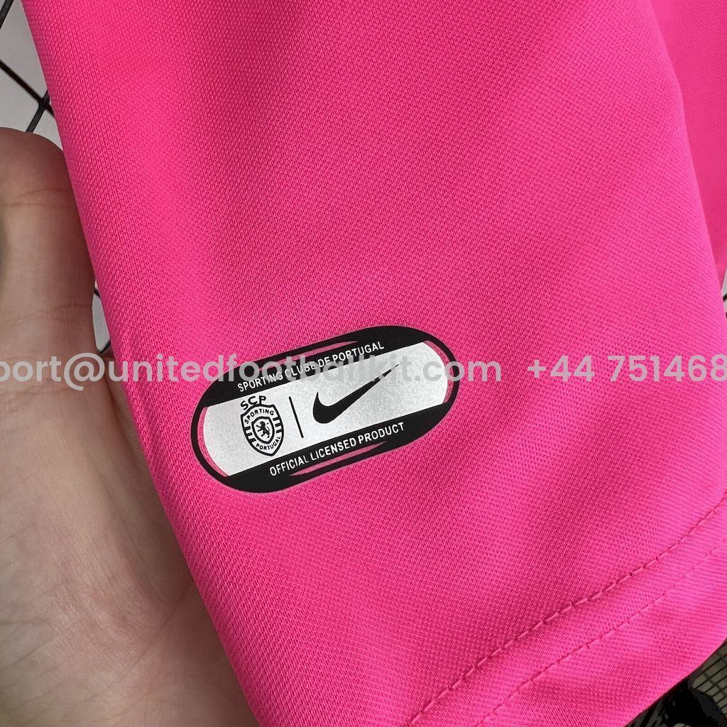 Unitedfootballkit.com | Sporting CP Portugal 24-25 Pink October Kids Kit -Customize Name, Number and Patch | Worldwide Shipping