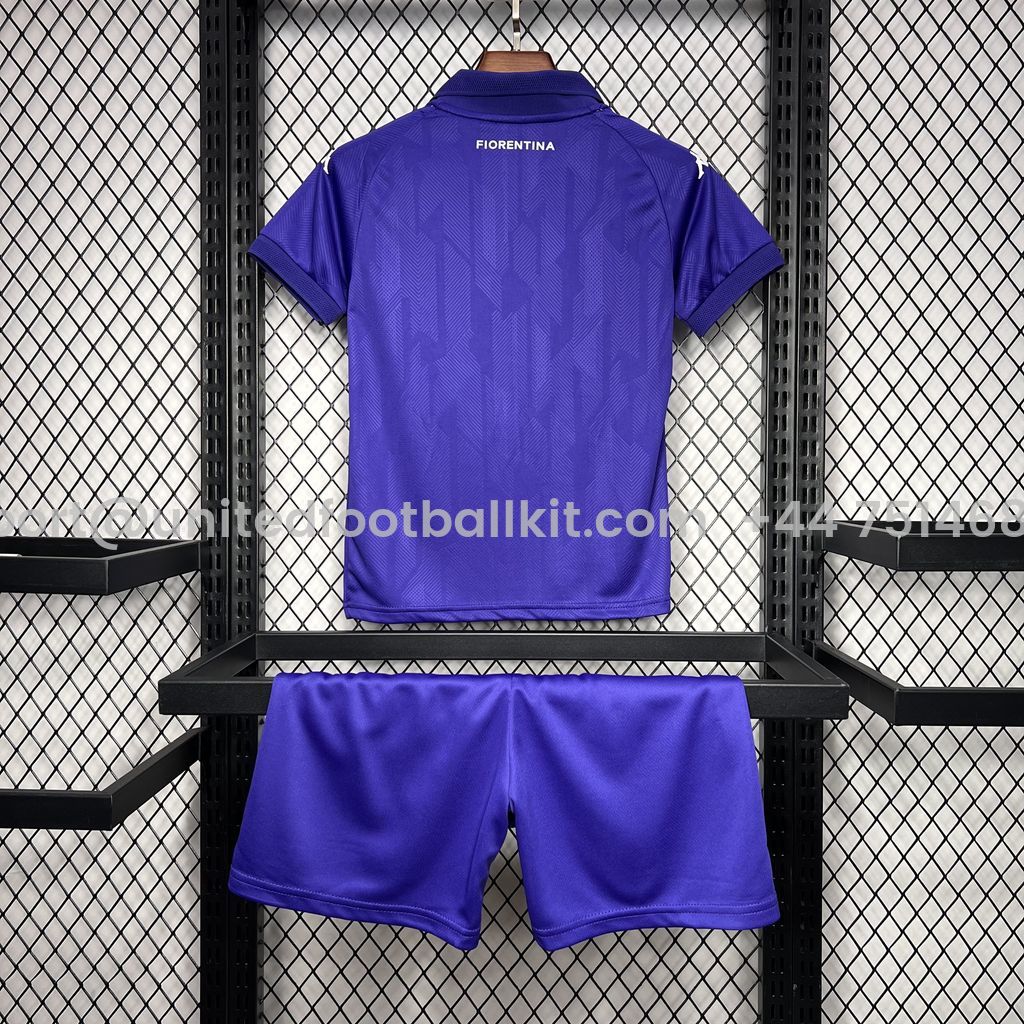 Unitedfootballkit.com | Fiorentina 24-25 Home Stadium Kids Kit -Customize Name, Number and Patch | Worldwide Shipping