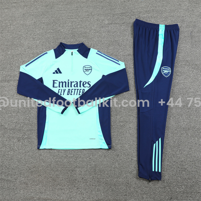 Unitedfootballkit.com | Arsenal 24-25 Long Sleeve Training Set - Lake Blue -Customize Name, Number and Patch | Worldwide Shipping
