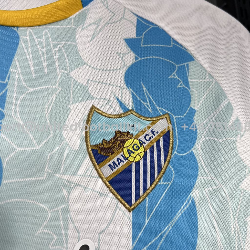 Unitedfootballkit.com | Malaga 24-25 Home Stadium Jersey - Fans Version -Customize Name, Number and Patch | Worldwide Shipping