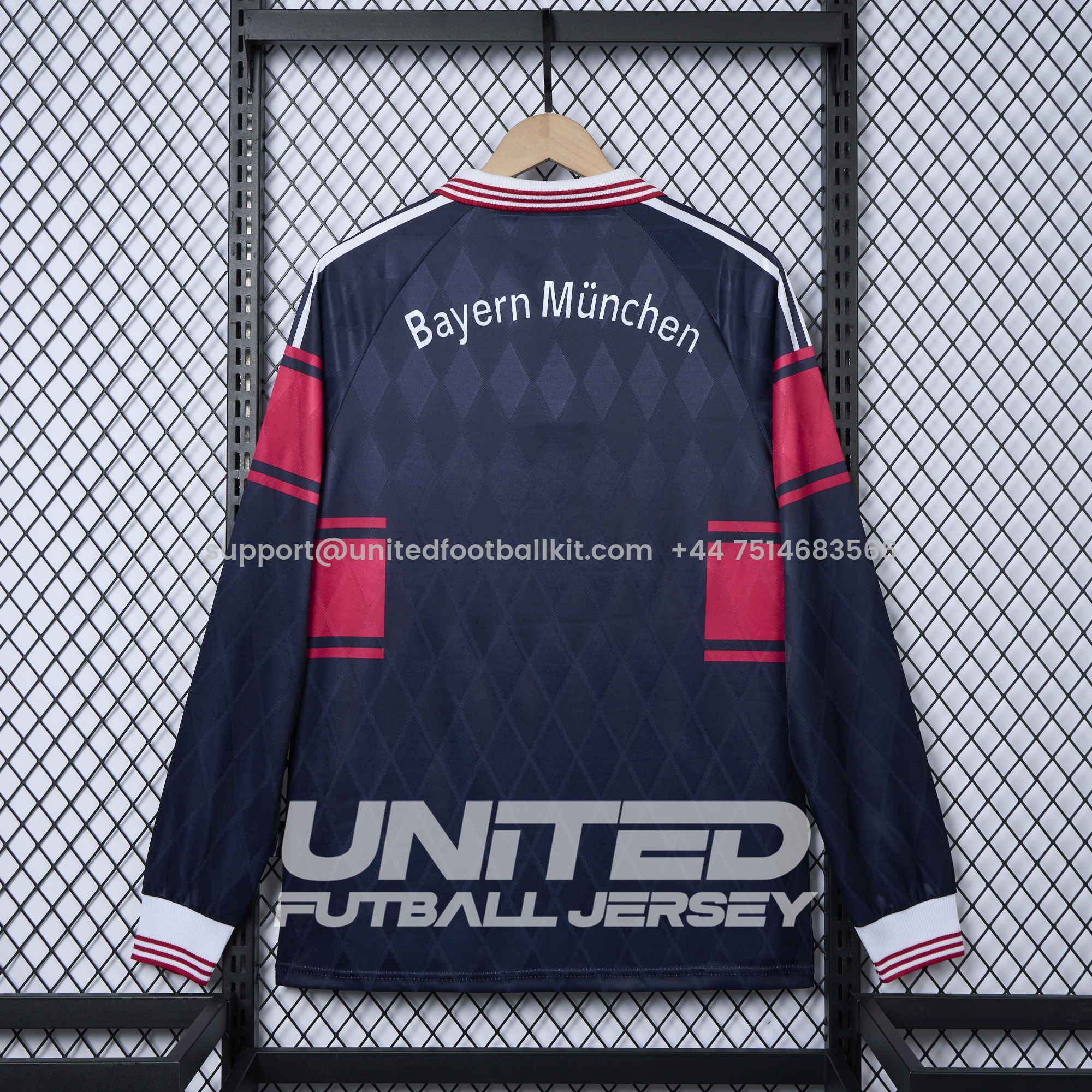 Unitedfootballkit.com | Retro Bayern Munich 1997-99 Home Long Jersey -Customize Name, Number and Patch | Worldwide Shipping