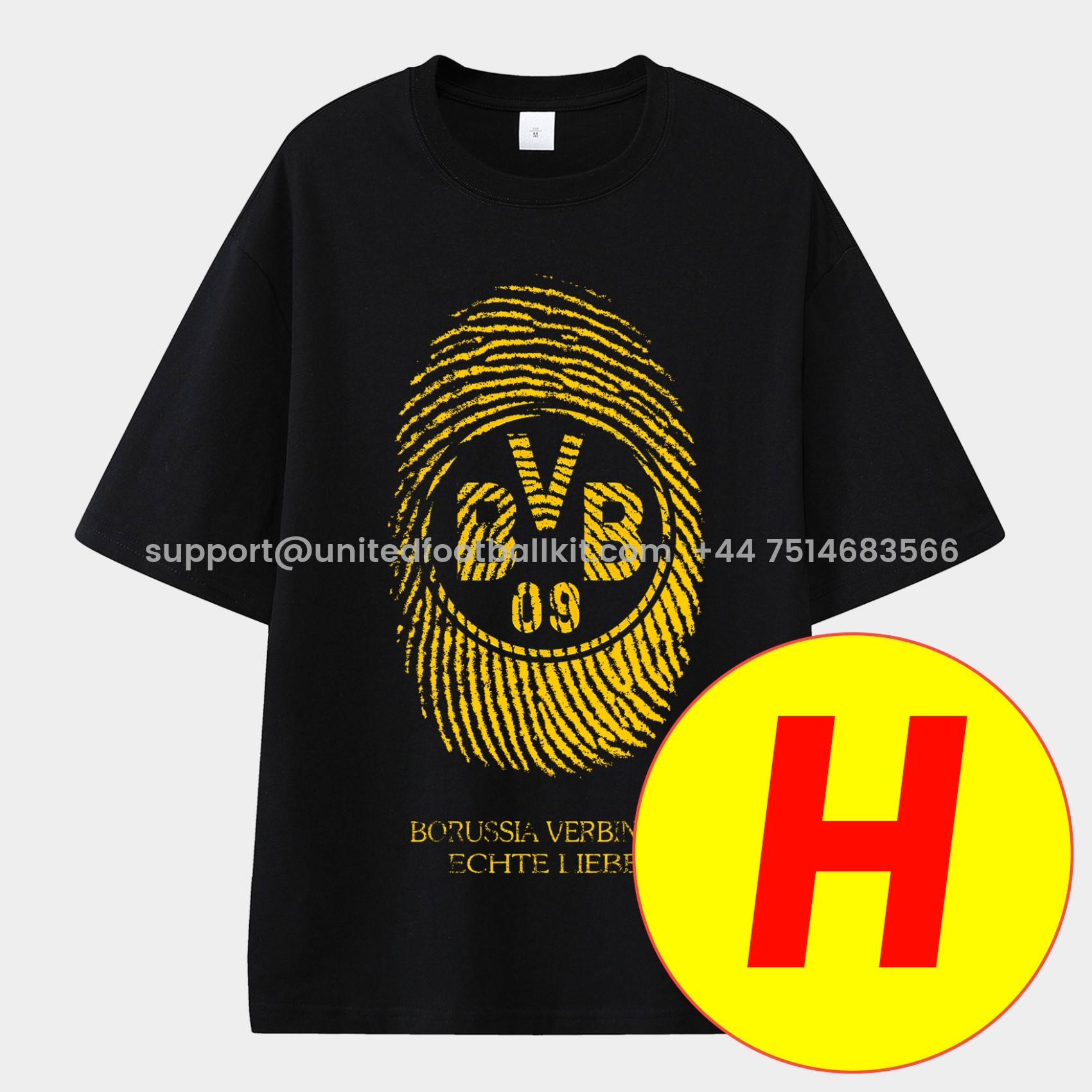 Unitedfootballkit.com | Dortmund Unisex Pure Cotton T-shirt -Customize Name, Number and Patch | Worldwide Shipping