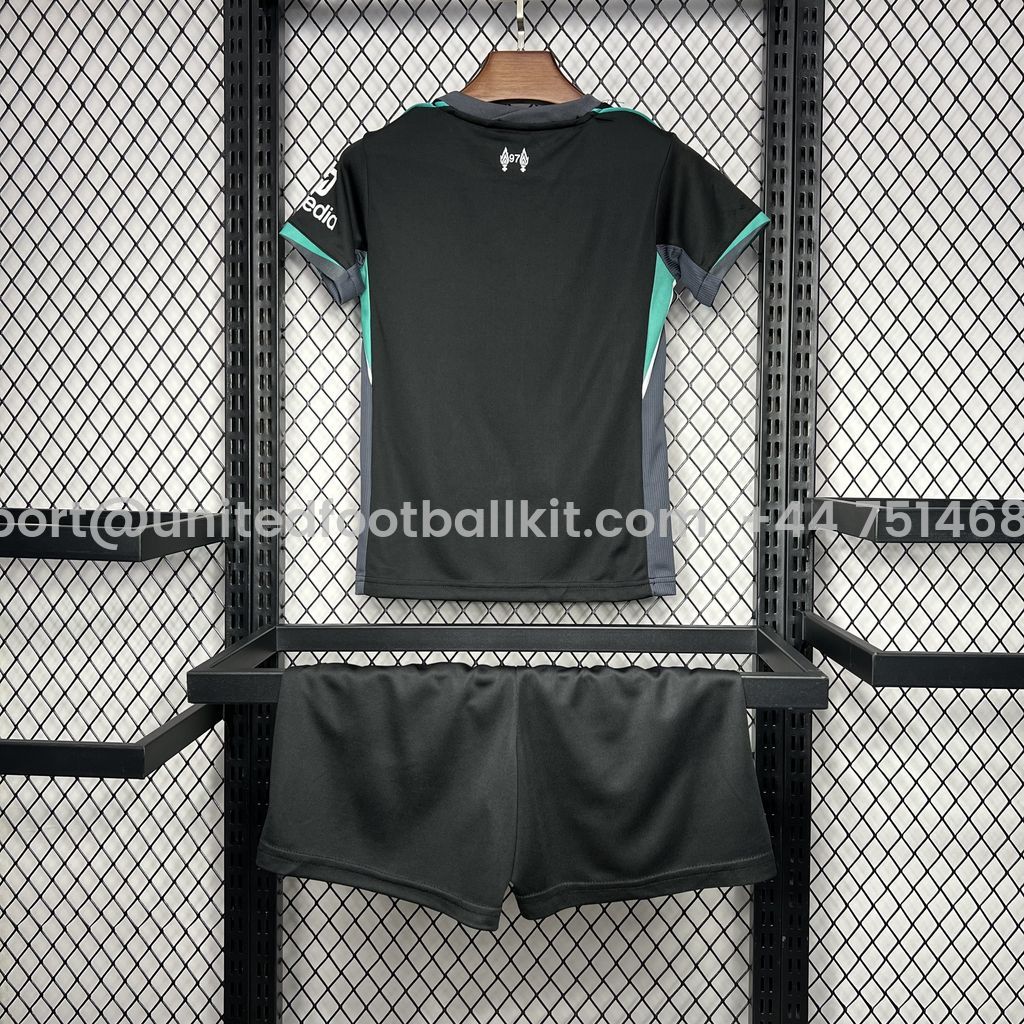 Unitedfootballkit.com | Liver.pool 24-25 Away Kids Kit -Customize Name, Number and Patch | Worldwide Shipping