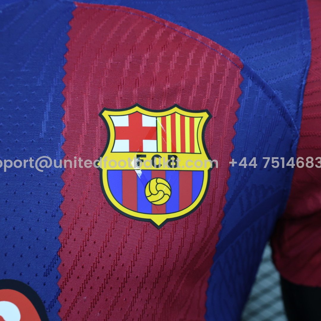 Unitedfootballkit.com | Barcelona X RS Iconic Tongue Jersey - Player Version -Customize Name, Number and Patch | Worldwide Shipping