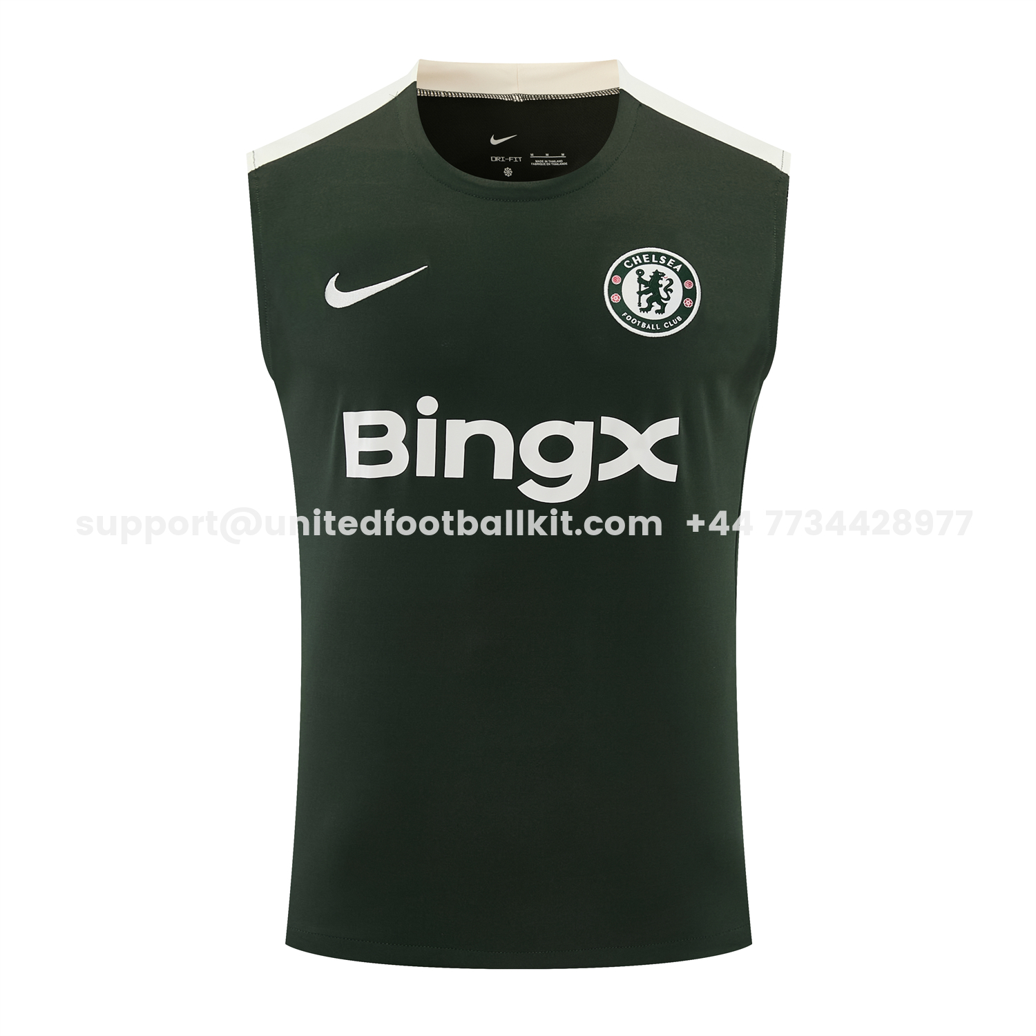 Unitedfootballkit.com | C.H.E.L.S.E.A 25-26 Vest Training Set - Dark Green With White Accents Top & Pants -Customize Name, Number and Patch | Worldwide Shipping