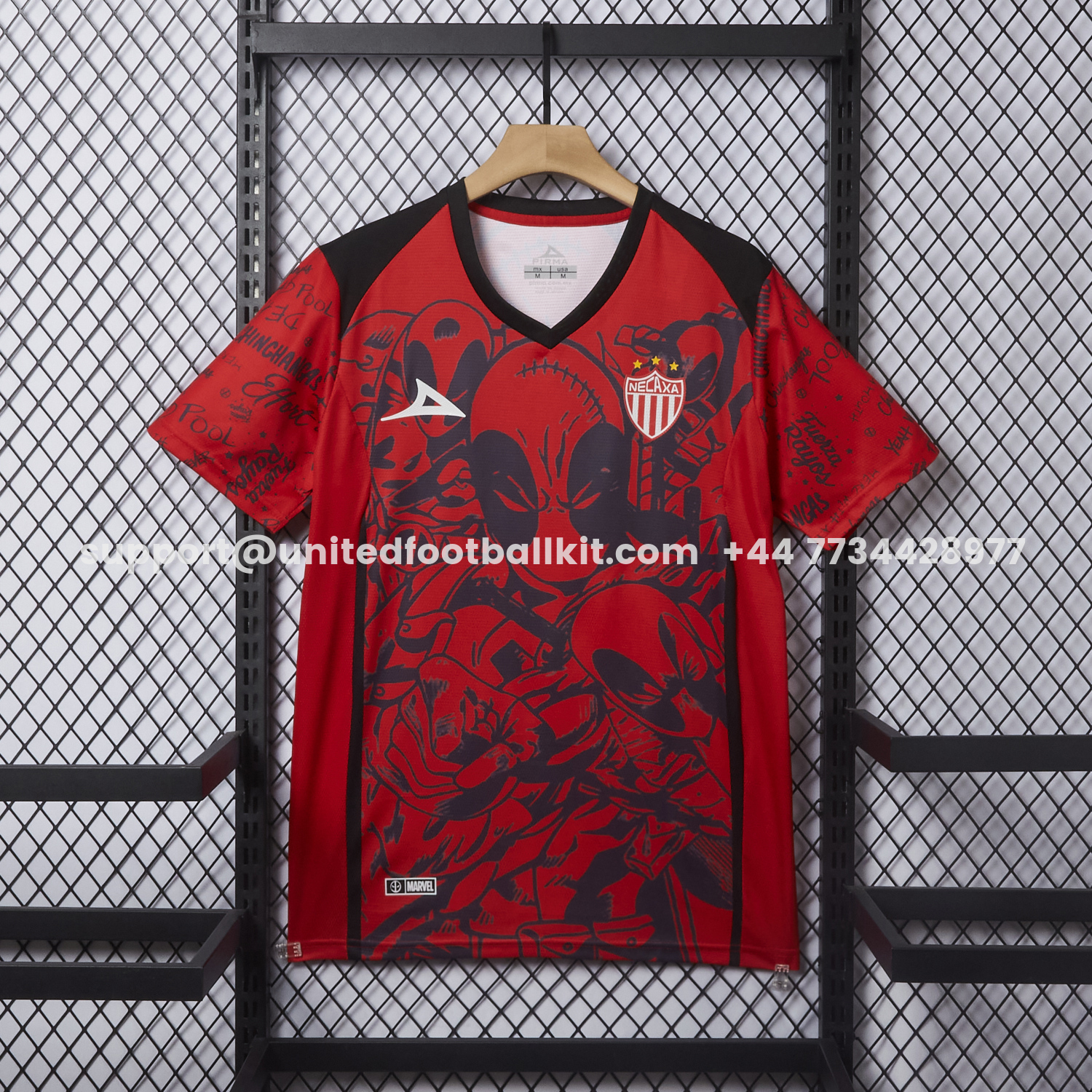 Unitedfootballkit.com | Club Necaxa 25-26 Red Deadpool Special Jersey - Fans Version -Customize Name, Number and Patch | Worldwide Shipping