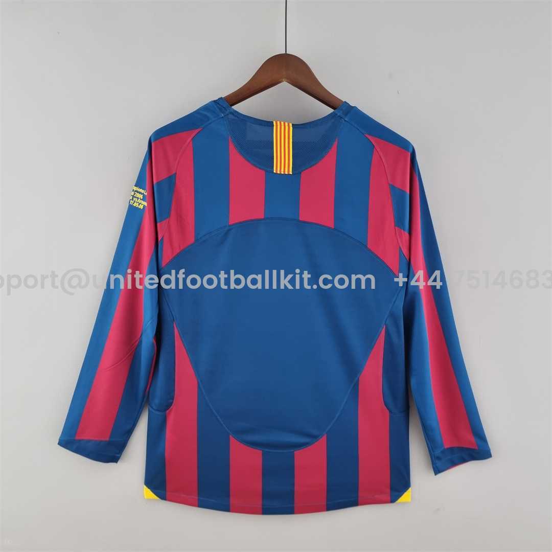 Unitedfootballkit.com | Retro Barcelona 05-06 Home Long Sleeve Jersey - UEFA Champions League Final -Customize Name, Number and Patch | Worldwide Shipping