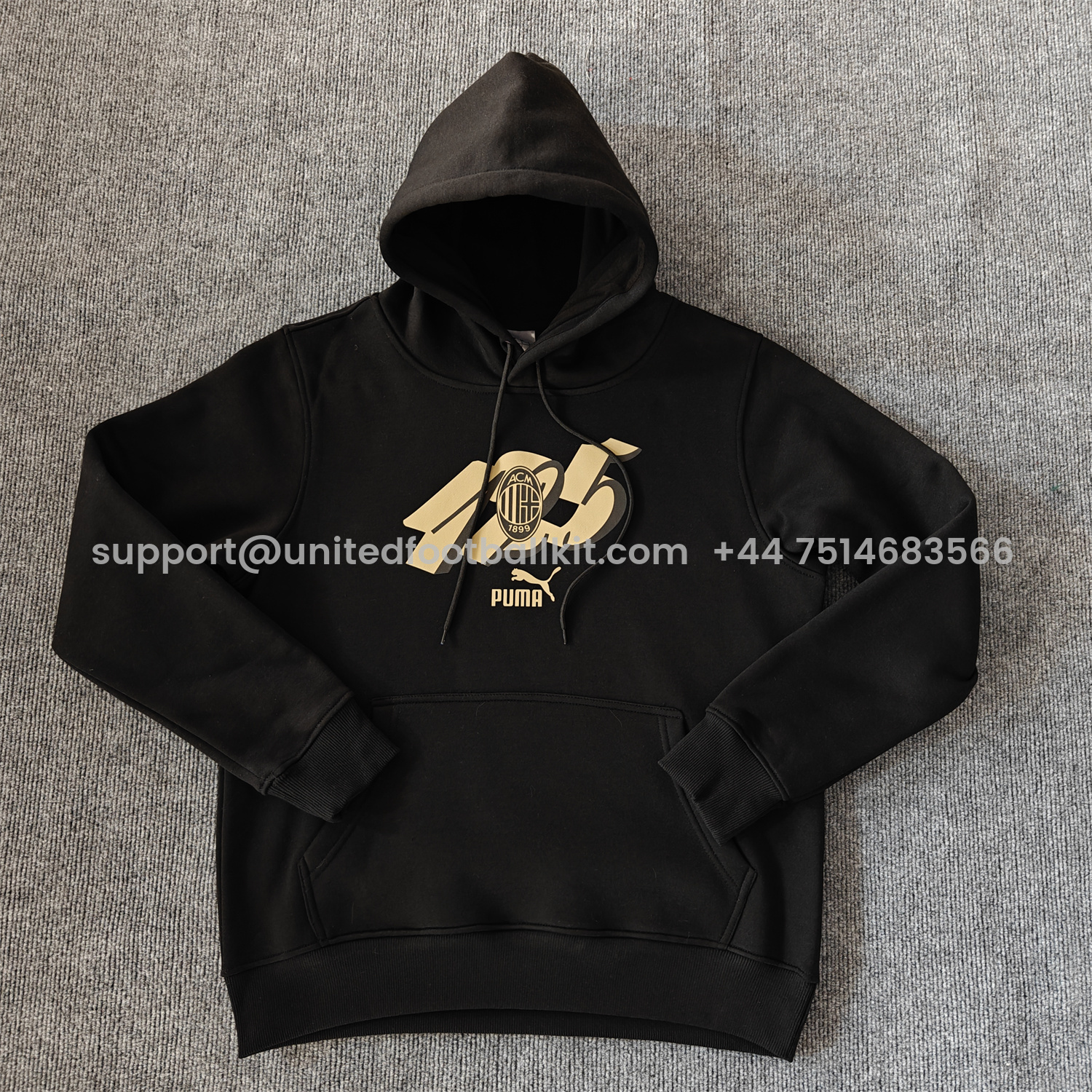 Unitedfootballkit.com | AC Milan 24-25 125th Anniversary Speical Hoodie - Black -Customize Name, Number and Patch | Worldwide Shipping