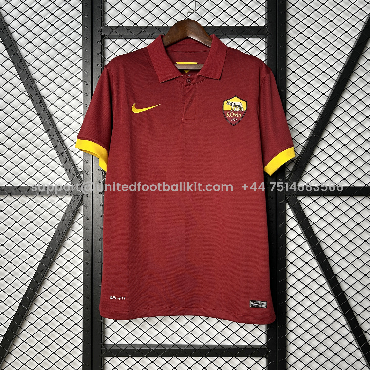 Unitedfootballkit.com | Retro Roma 2014-15 Home Jersey -Customize Name, Number and Patch | Worldwide Shipping