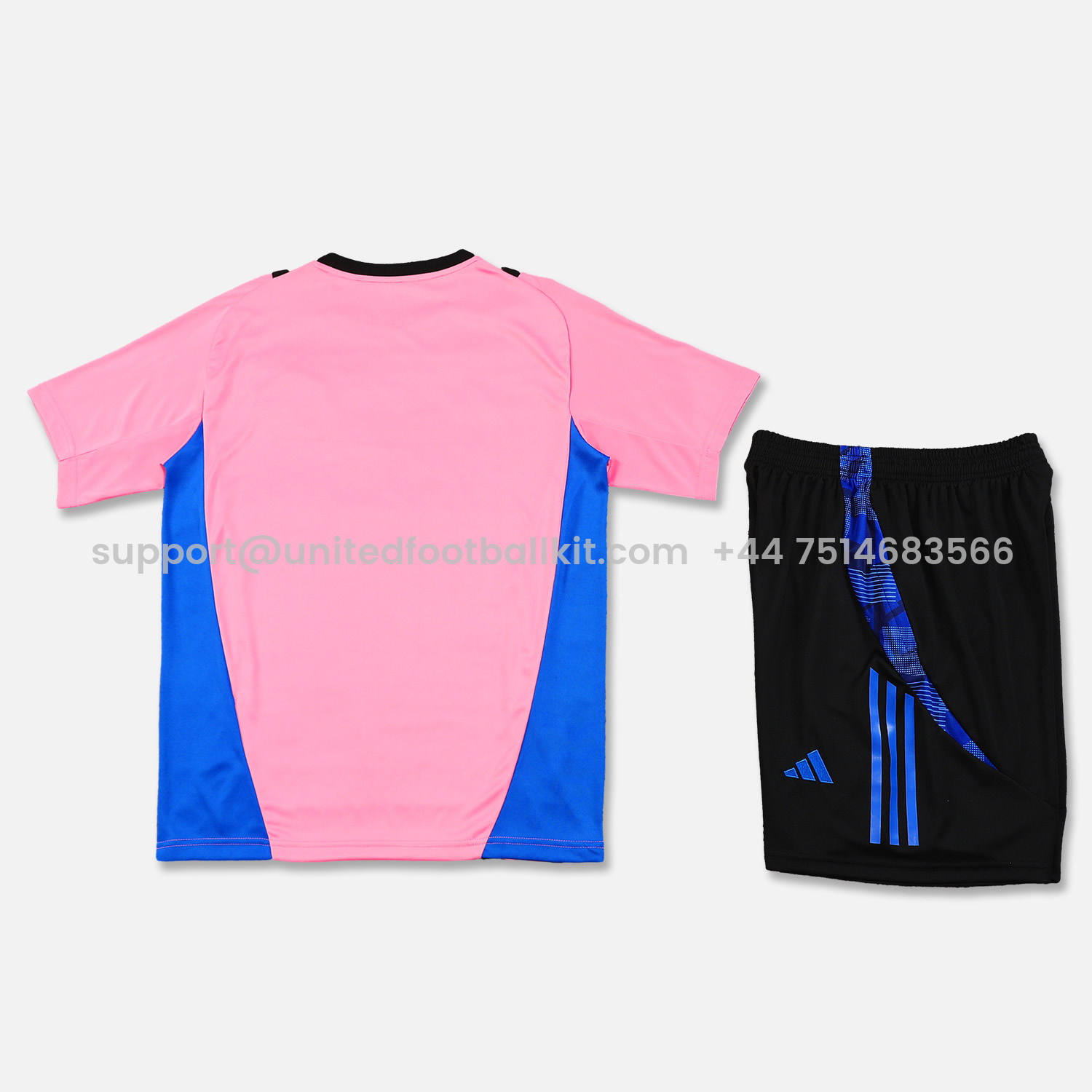 Unitedfootballkit.com | Manchester United 24-25 Short-Sleeve Training Set - Pink Top and Black Shorts -Customize Name, Number and Patch | Worldwide Shipping