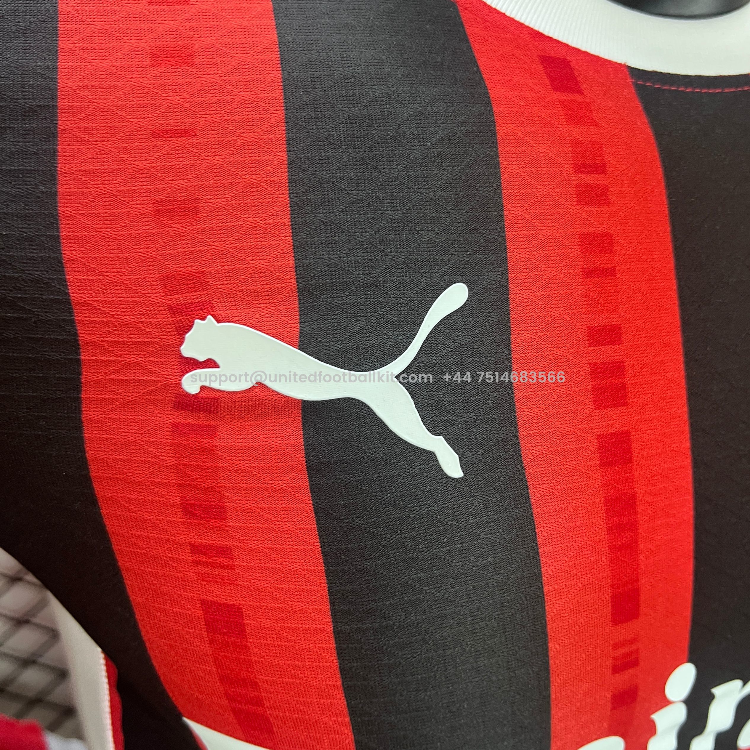 Unitedfootballkit.com | AC Milan 24-25 Home Long Sleeve Jersey - Player Version -Customize Name, Number and Patch | Worldwide Shipping