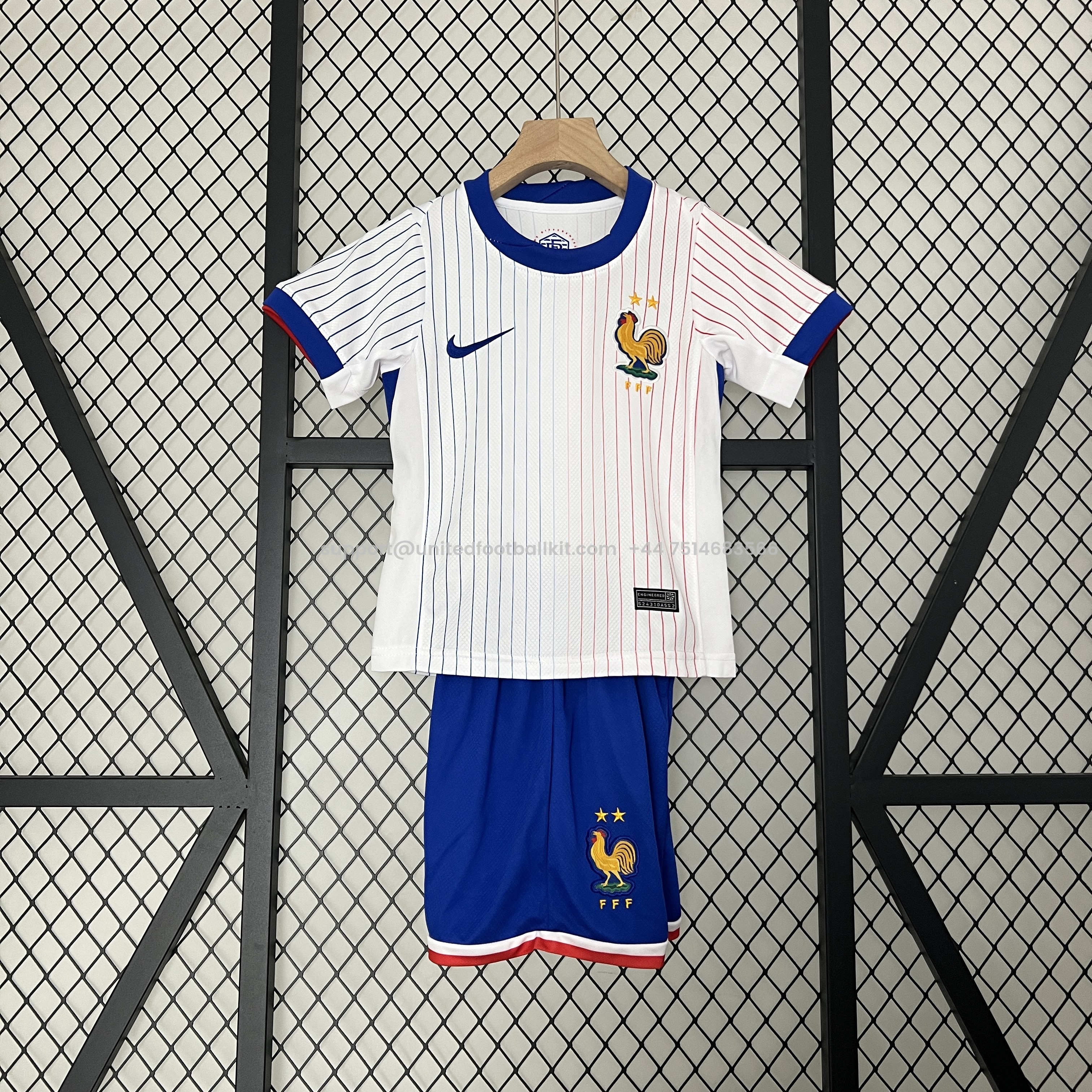 Unitedfootballkit.com | France 2024 Away Stadium Kids Kit -Customize Name, Number and Patch | Worldwide Shipping