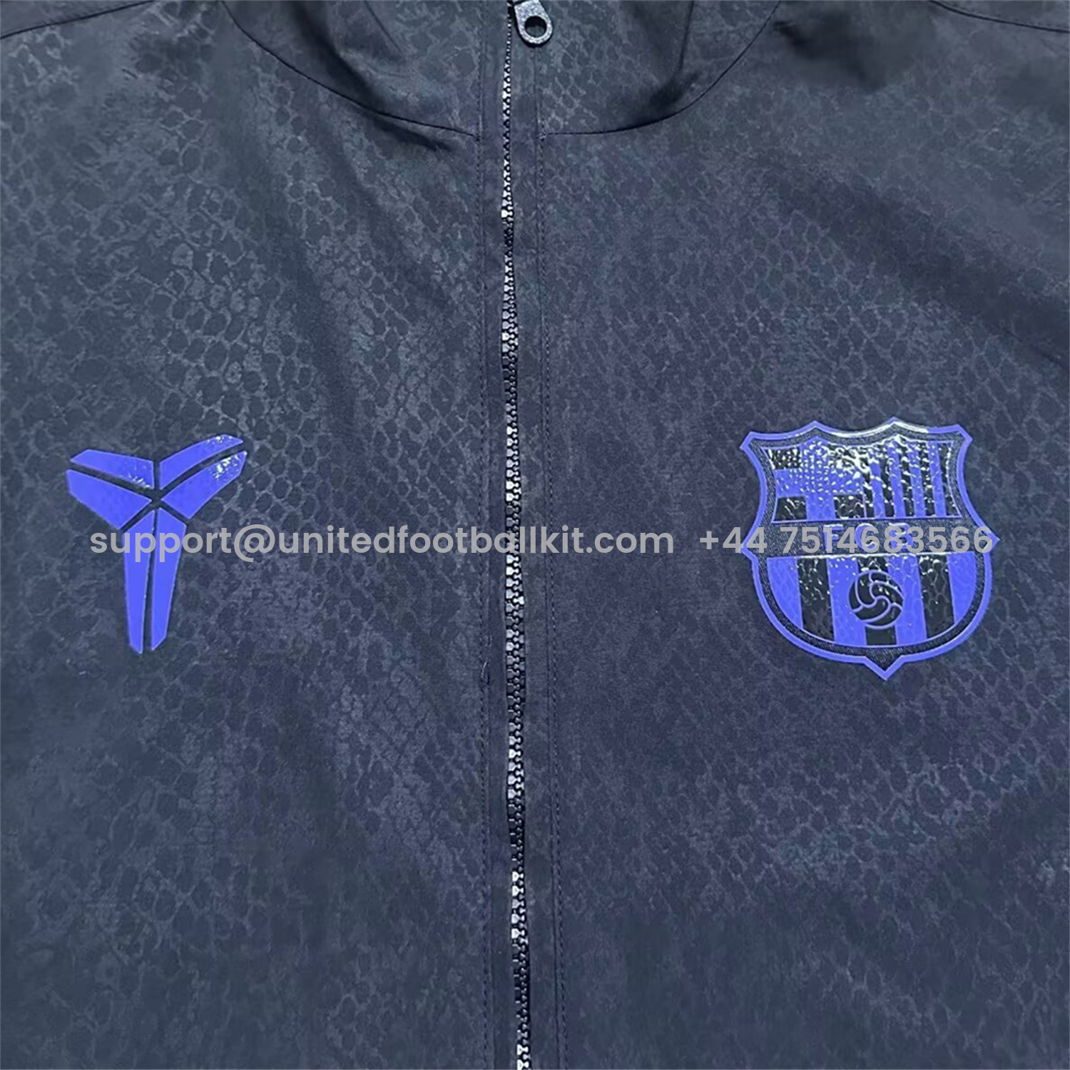 Unitedfootballkit.com | Barcelona 25-26 KB Co-Branded Windbreaker Jacket - Black -Customize Name, Number and Patch | Worldwide Shipping