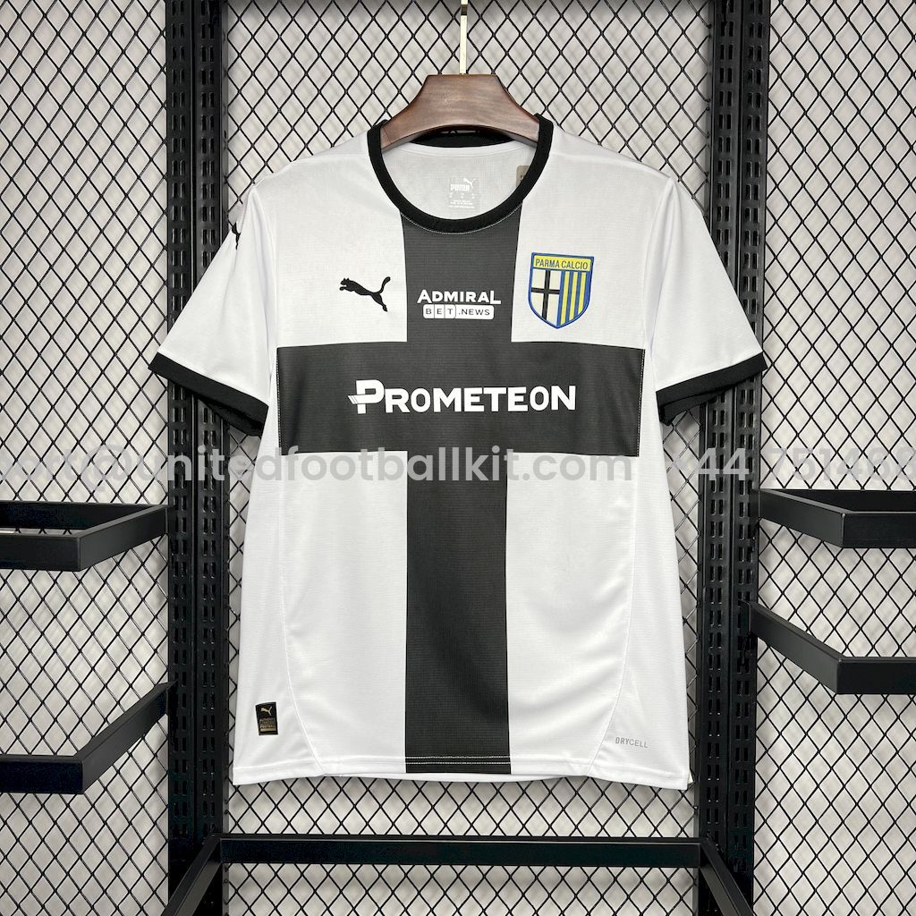 Unitedfootballkit.com | Parma 24-25 Home Stadium Jersey - Fans Version -Customize Name, Number and Patch | Worldwide Shipping