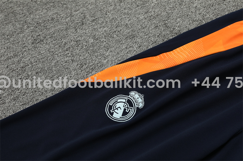 Unitedfootballkit.com | Real Madrid 24-25 Long Sleeve Training Set - Blue & Orange -Customize Name, Number and Patch | Worldwide Shipping