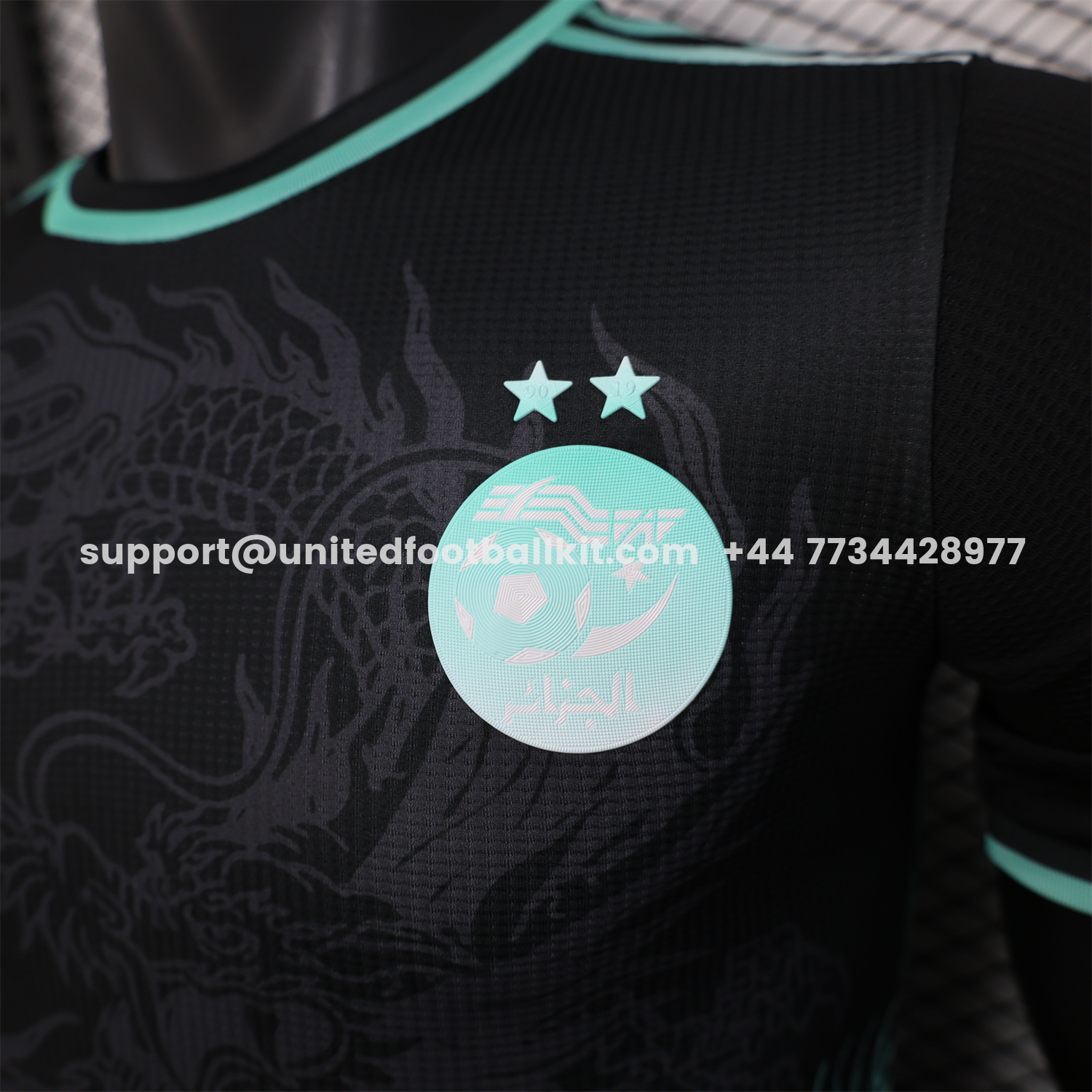 Unitedfootballkit.com | Algeria 25-26 Green Dragon Pattern Black Jersey - Player Version -Customize Name, Number and Patch | Worldwide Shipping