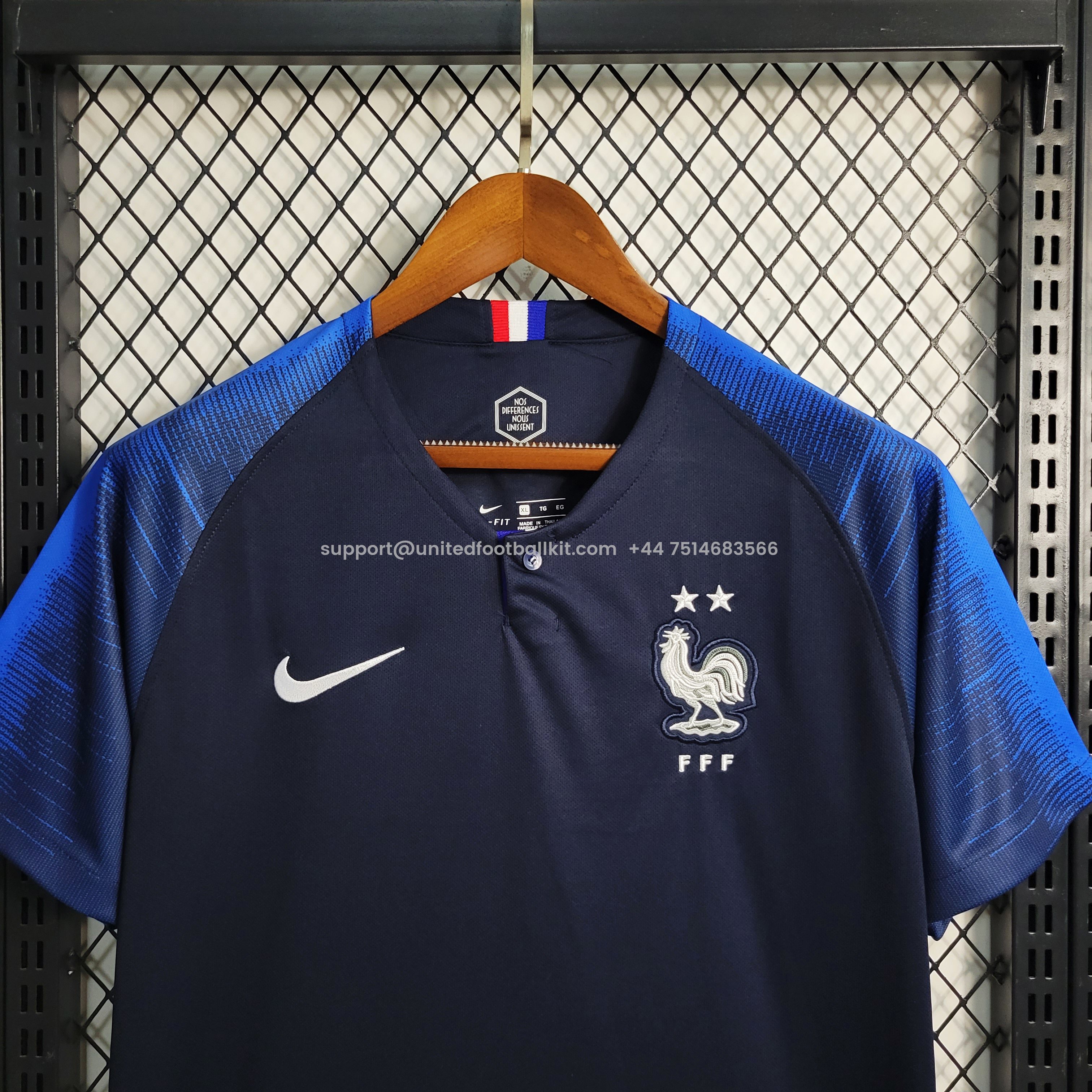 Unitedfootballkit.com | Retro France 2018 Home Stadium Jersey -Customize Name, Number and Patch | Worldwide Shipping