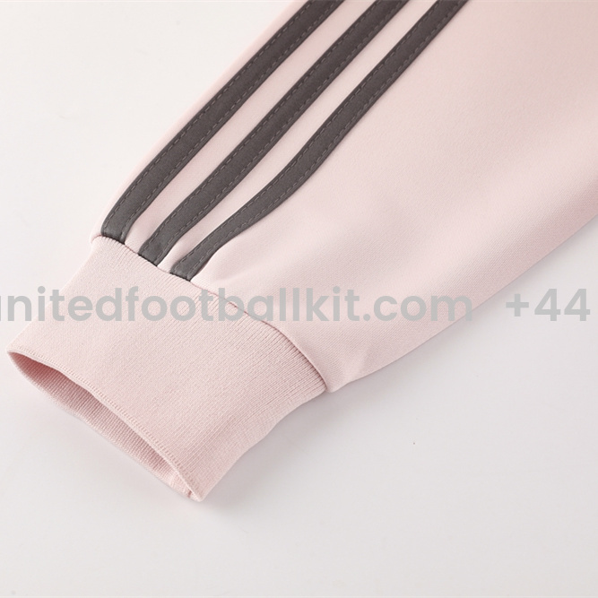 Unitedfootballkit.com | Real Madrid 24-25 Jacket Training Tracksuit - Light Pink Top and Black Pants -Customize Name, Number and Patch | Worldwide Shipping