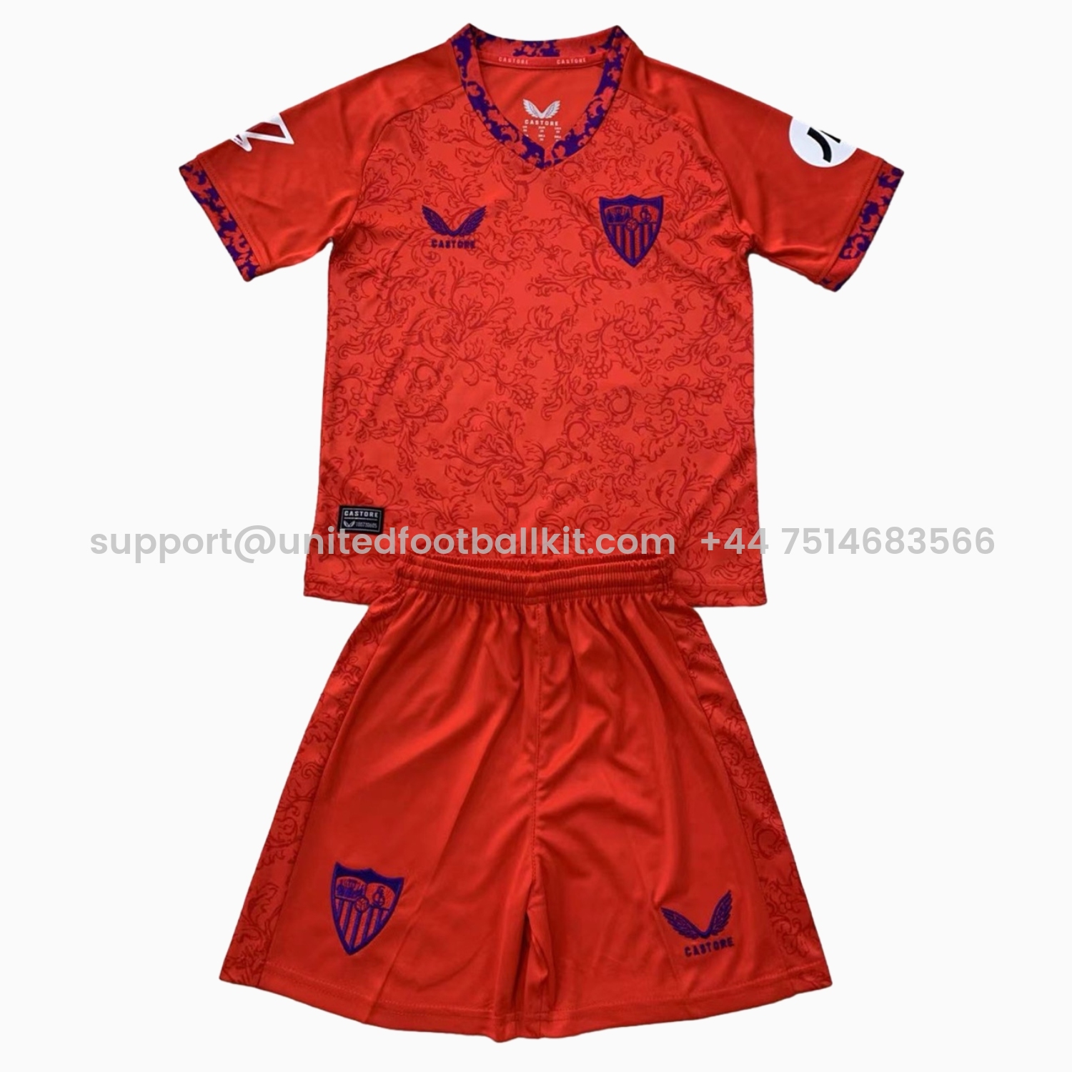 Unitedfootballkit.com | Sevilla FC 24-25 Away Kids Kit -Customize Name, Number and Patch | Worldwide Shipping
