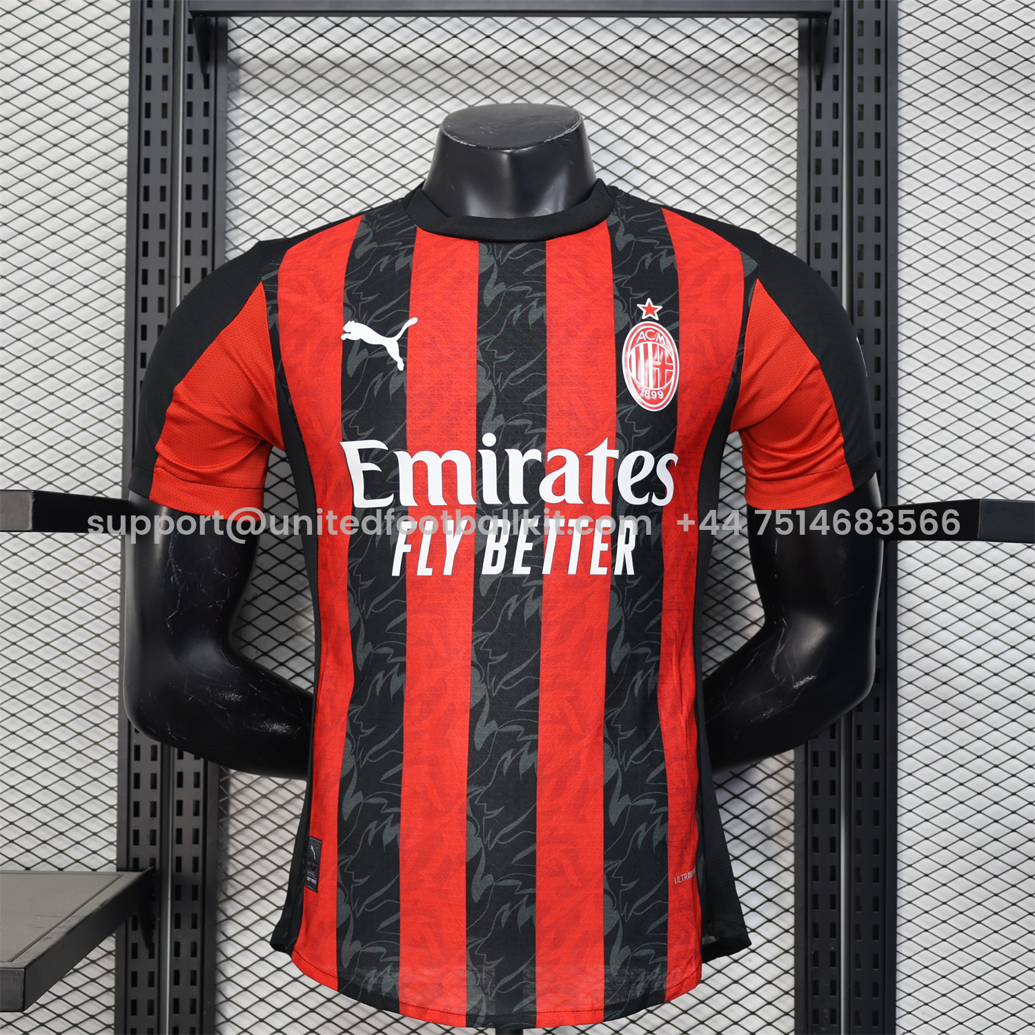 Unitedfootballkit.com | AC Milan 25-26 Home Jersey - Player Version -Customize Name, Number and Patch | Worldwide Shipping
