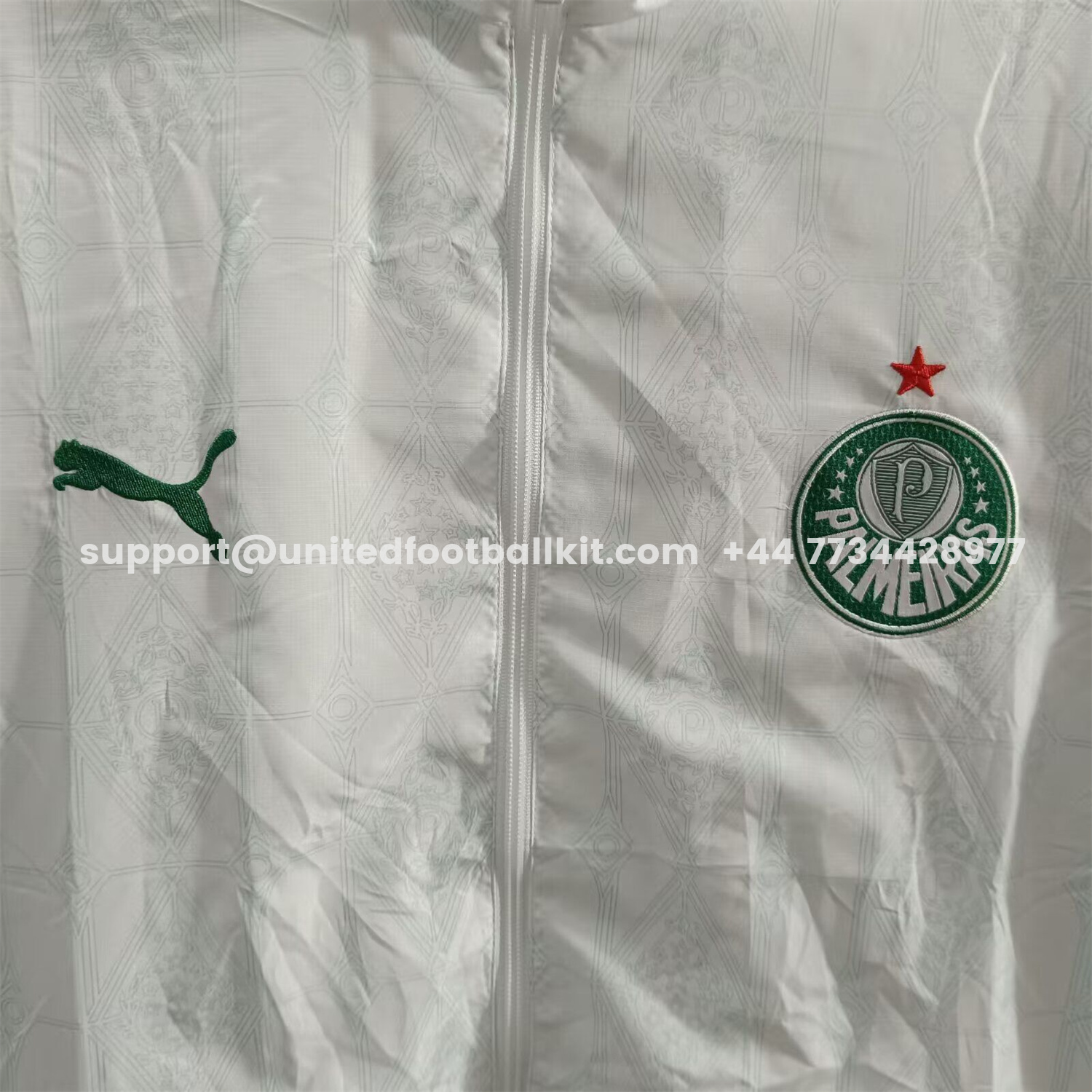 Unitedfootballkit.com | Palmeiras 25-26 Training Windbreaker Jacket - White -Customize Name, Number and Patch | Worldwide Shipping