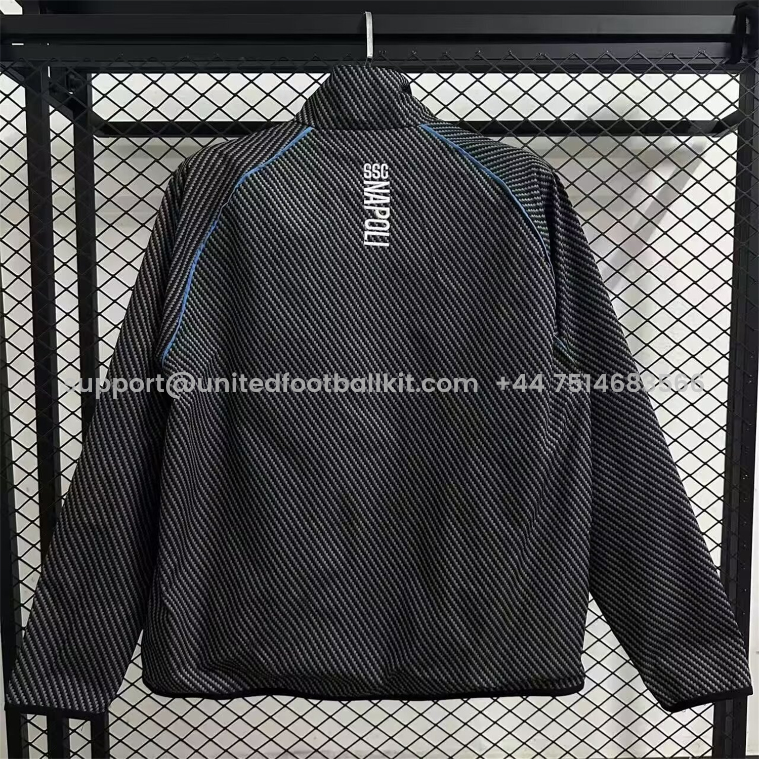 Unitedfootballkit.com | Napoli 25-26 Windbreaker Jacket - Black -Customize Name, Number and Patch | Worldwide Shipping